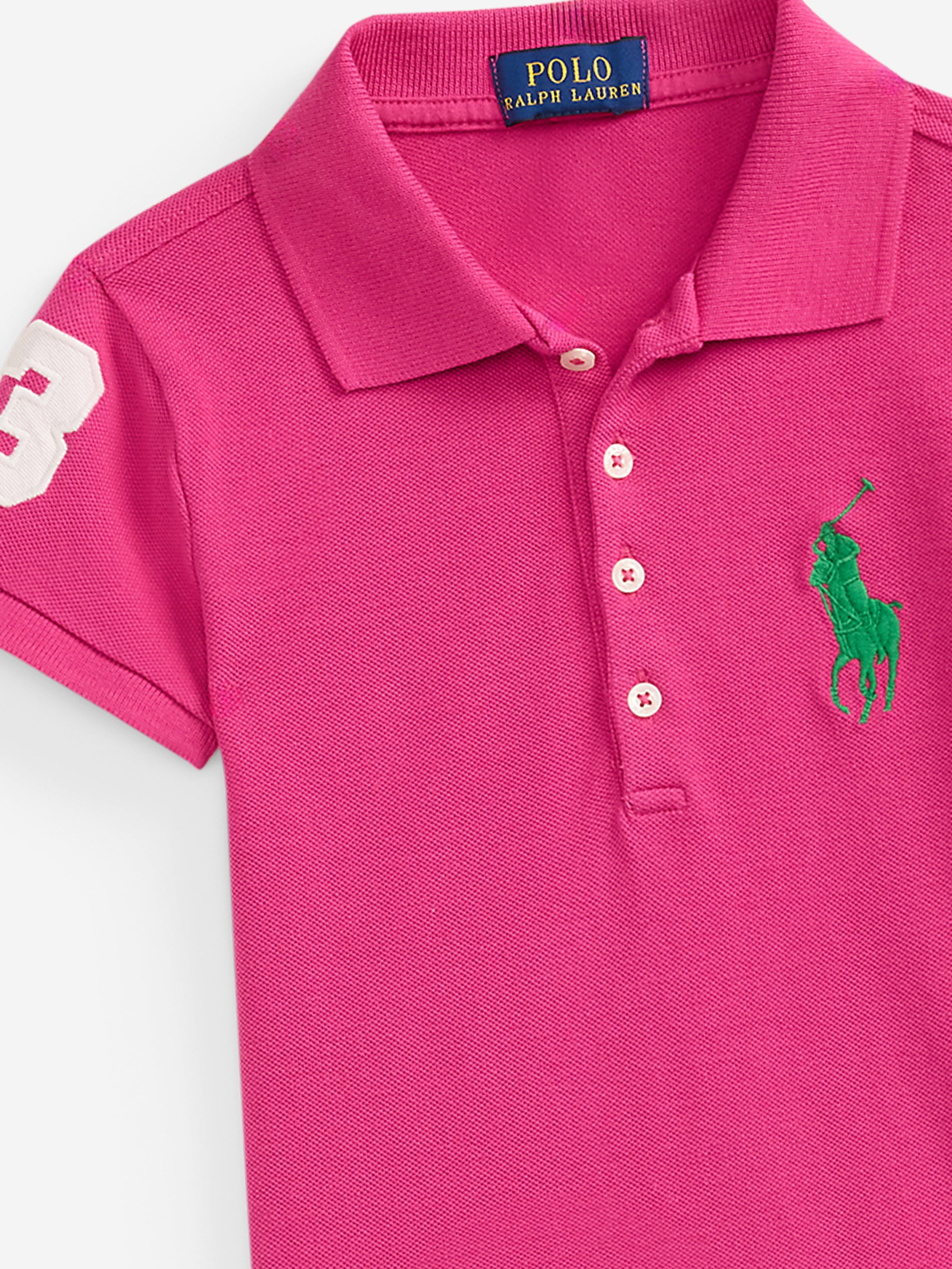 Ralph Lauren Girls Pleated Polo Dress in Pink