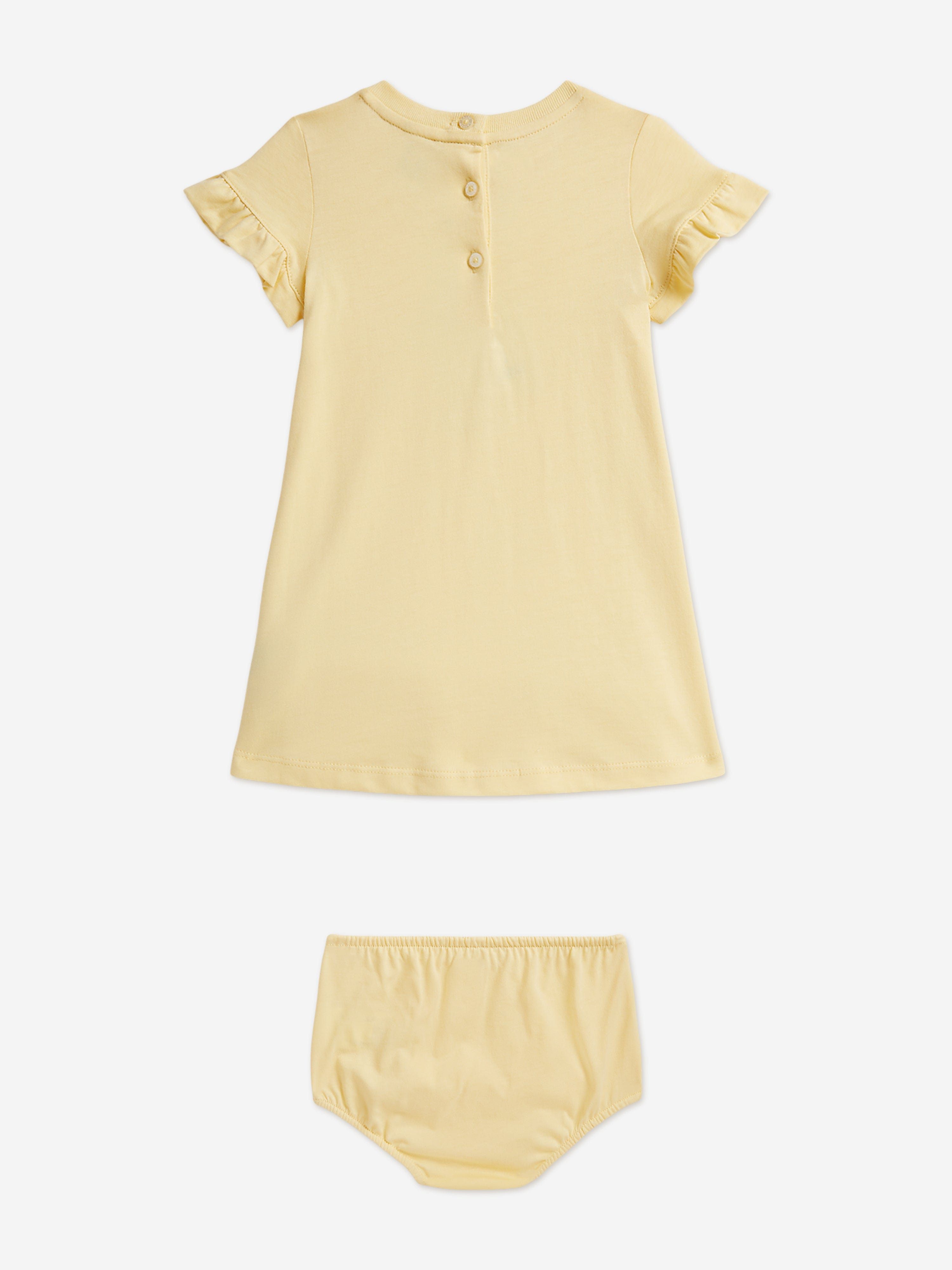 Ralph Lauren Baby Girls Polo Bear Jersey Dress in Yellow