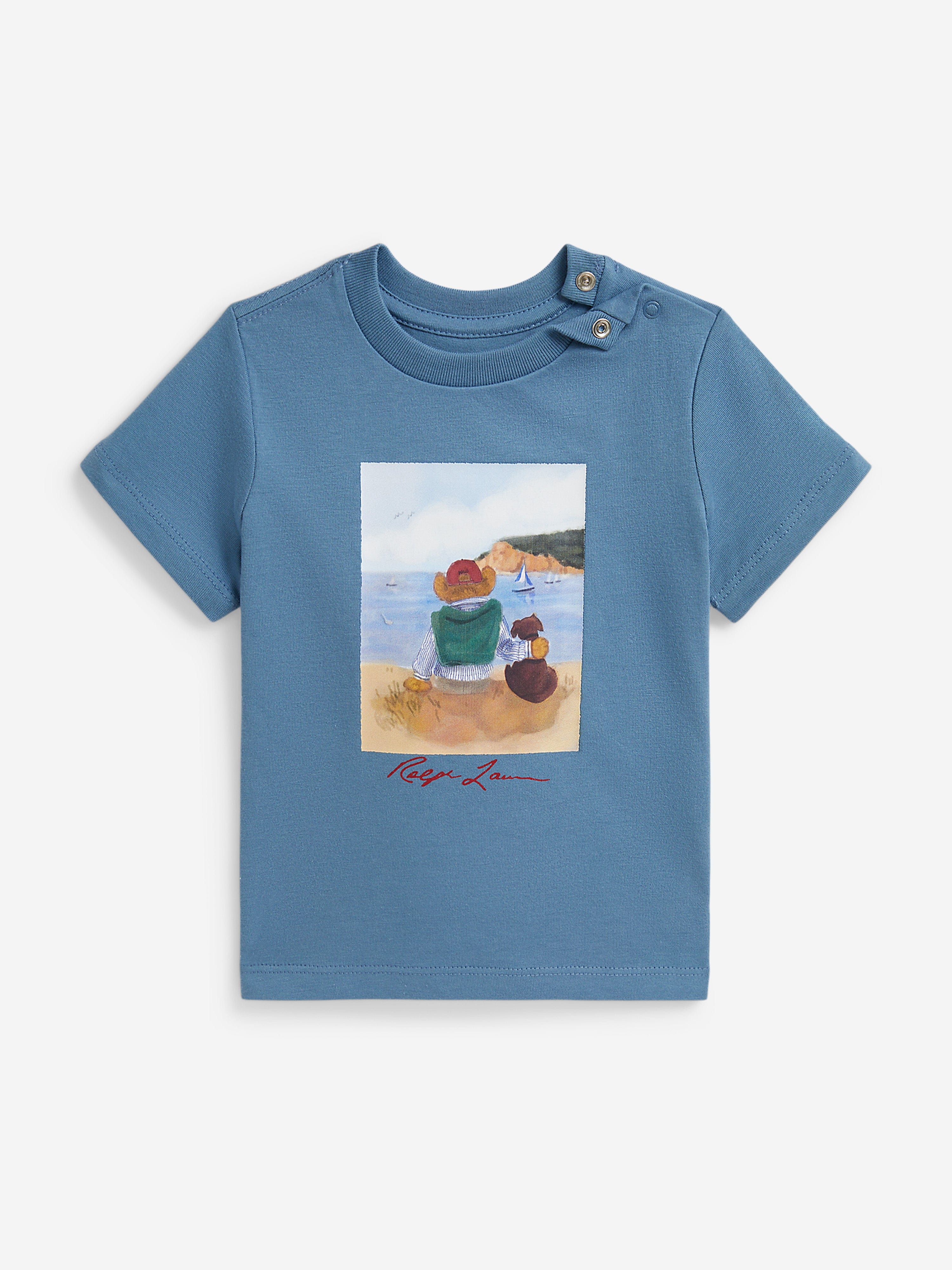 Ralph Lauren Baby Boys Polo Bear Graphic Print T-Shirt in Blue