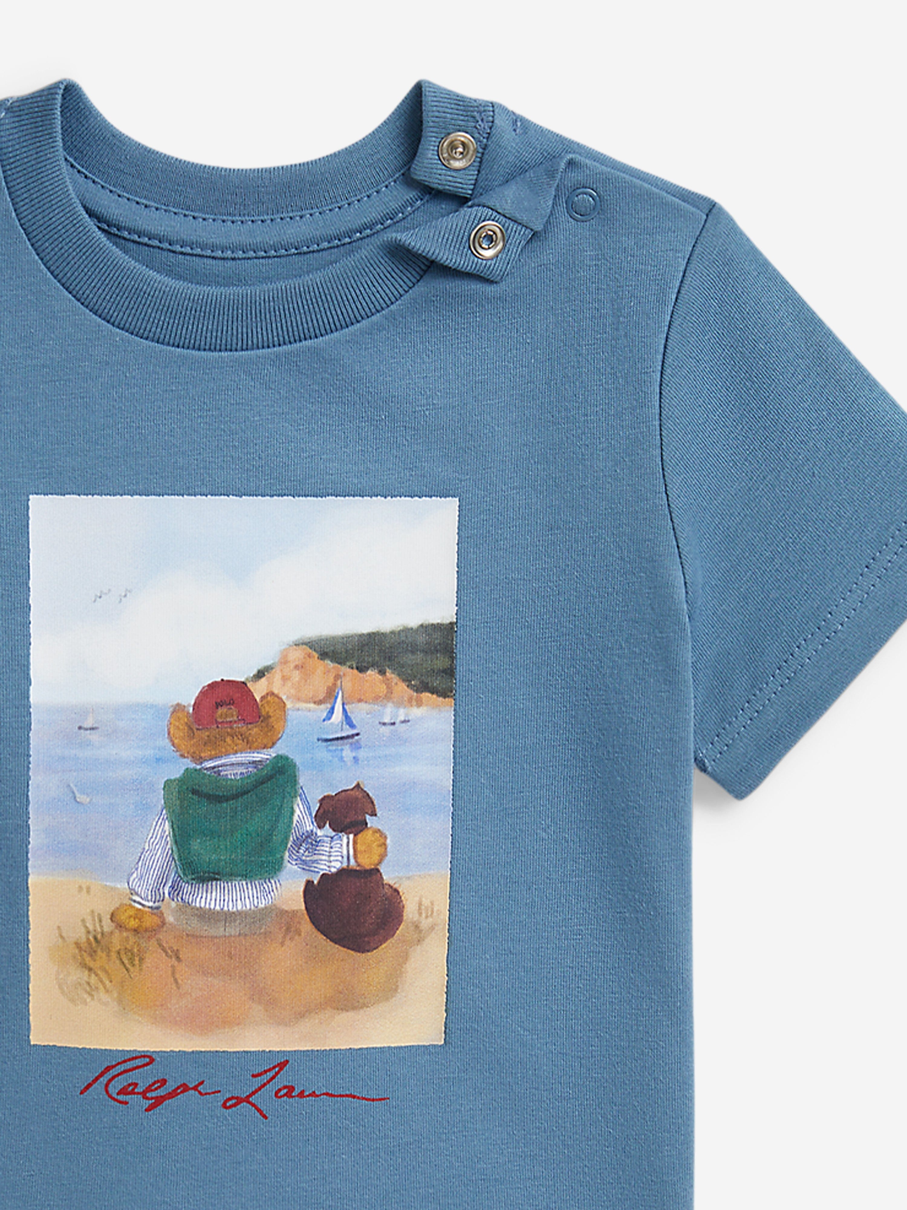Ralph Lauren Baby Boys Polo Bear Graphic Print T-Shirt in Blue