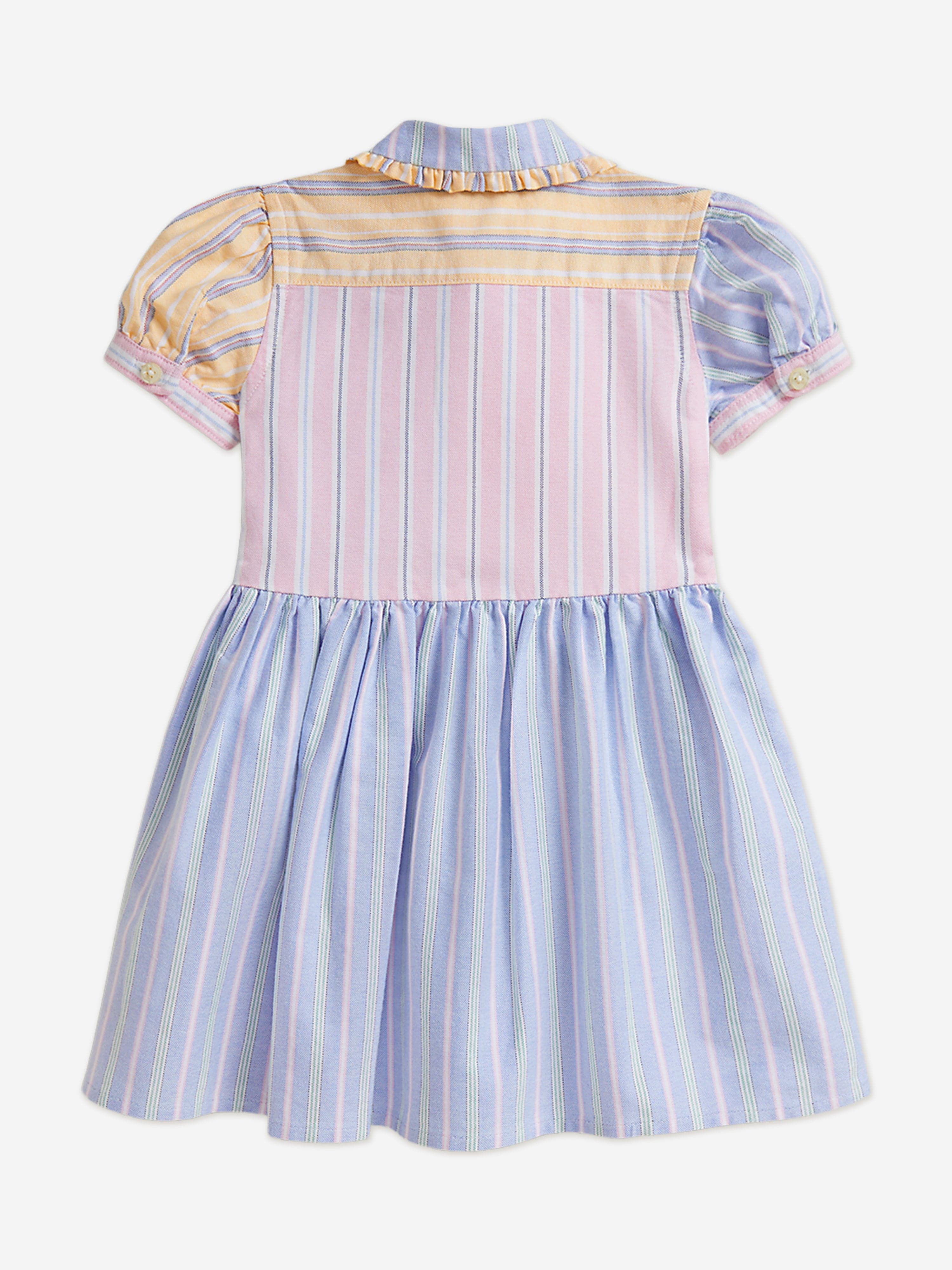 Ralph Lauren Baby Girls Striped Classic Oxford Shirt Dress in Blue