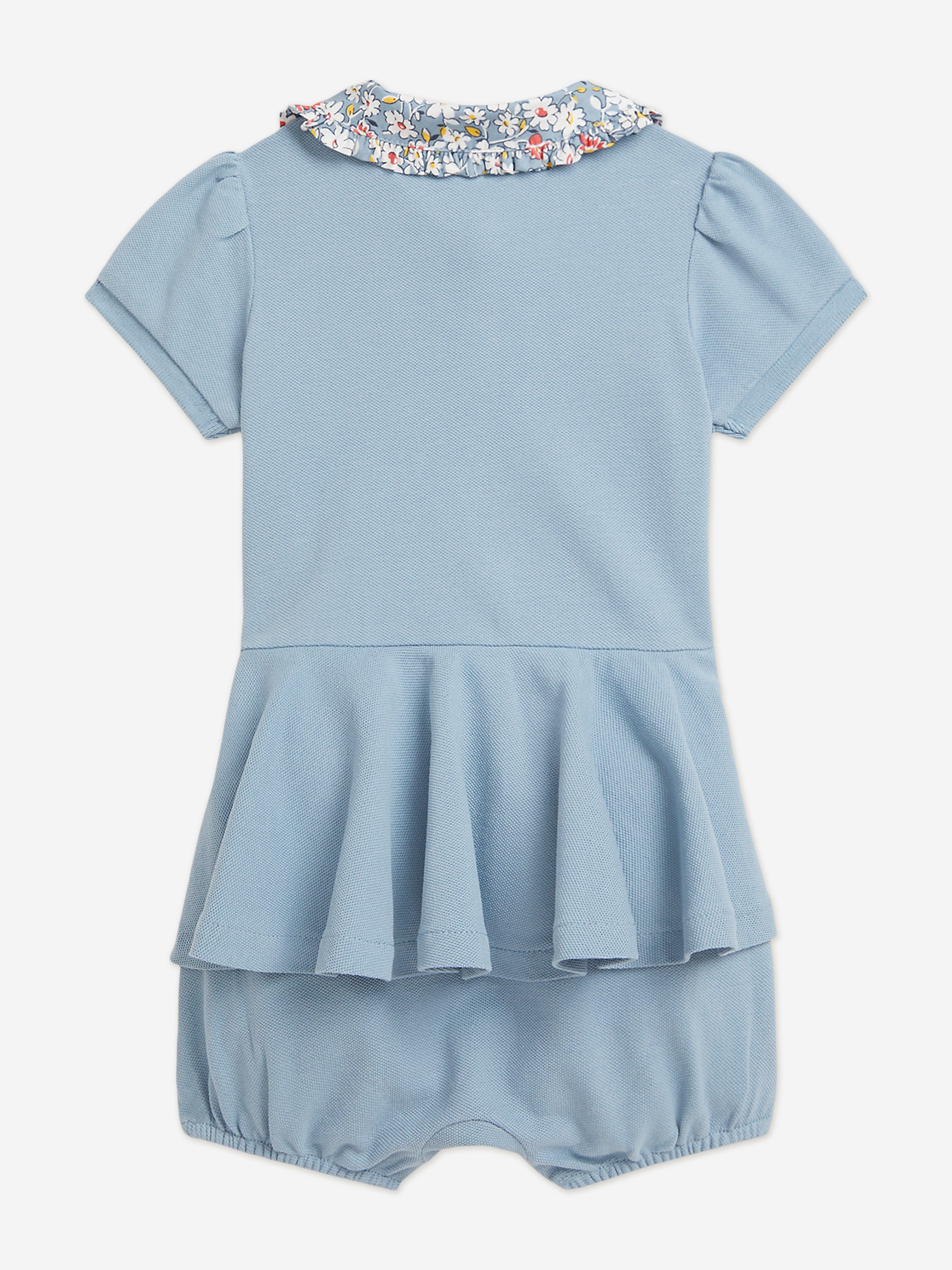 Ralph Lauren Baby Girls Peplum Romper in Blue