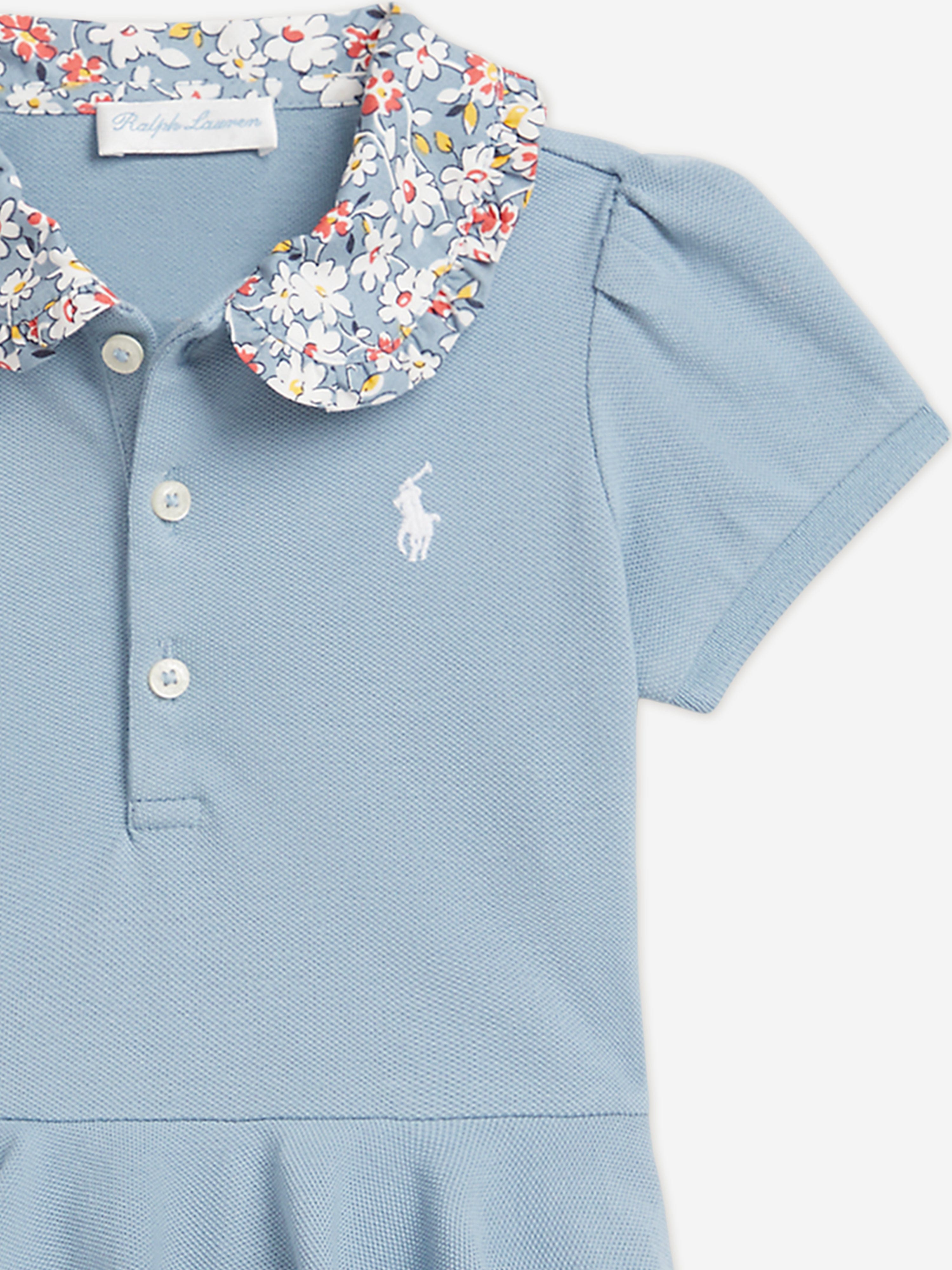 Ralph Lauren Baby Girls Peplum Romper in Blue