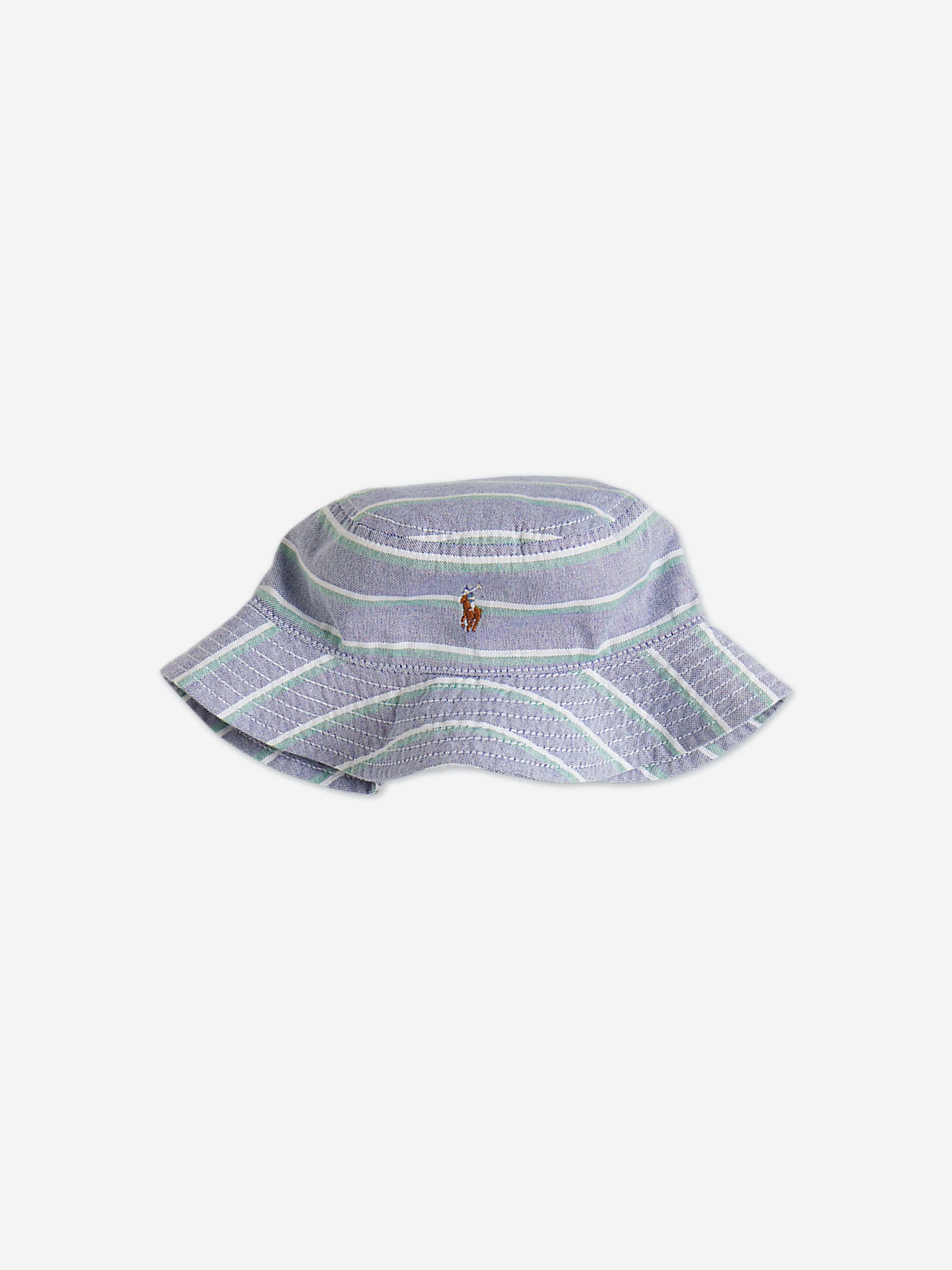 Ralph Lauren Baby Boys Striped Oxford Romper Set in Blue