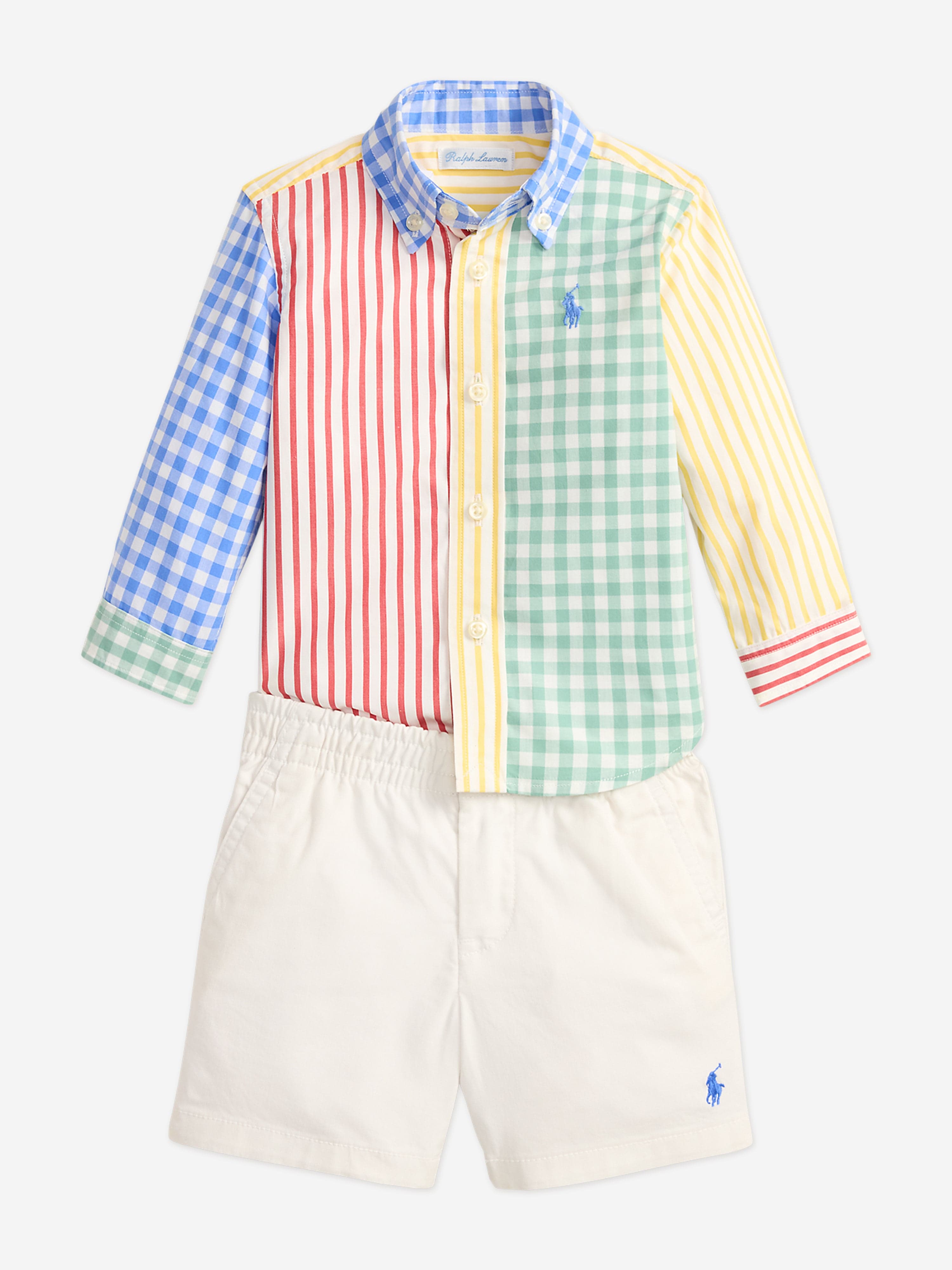 Ralph Lauren Baby Boys Shirt and Shorts Set in Multicolour