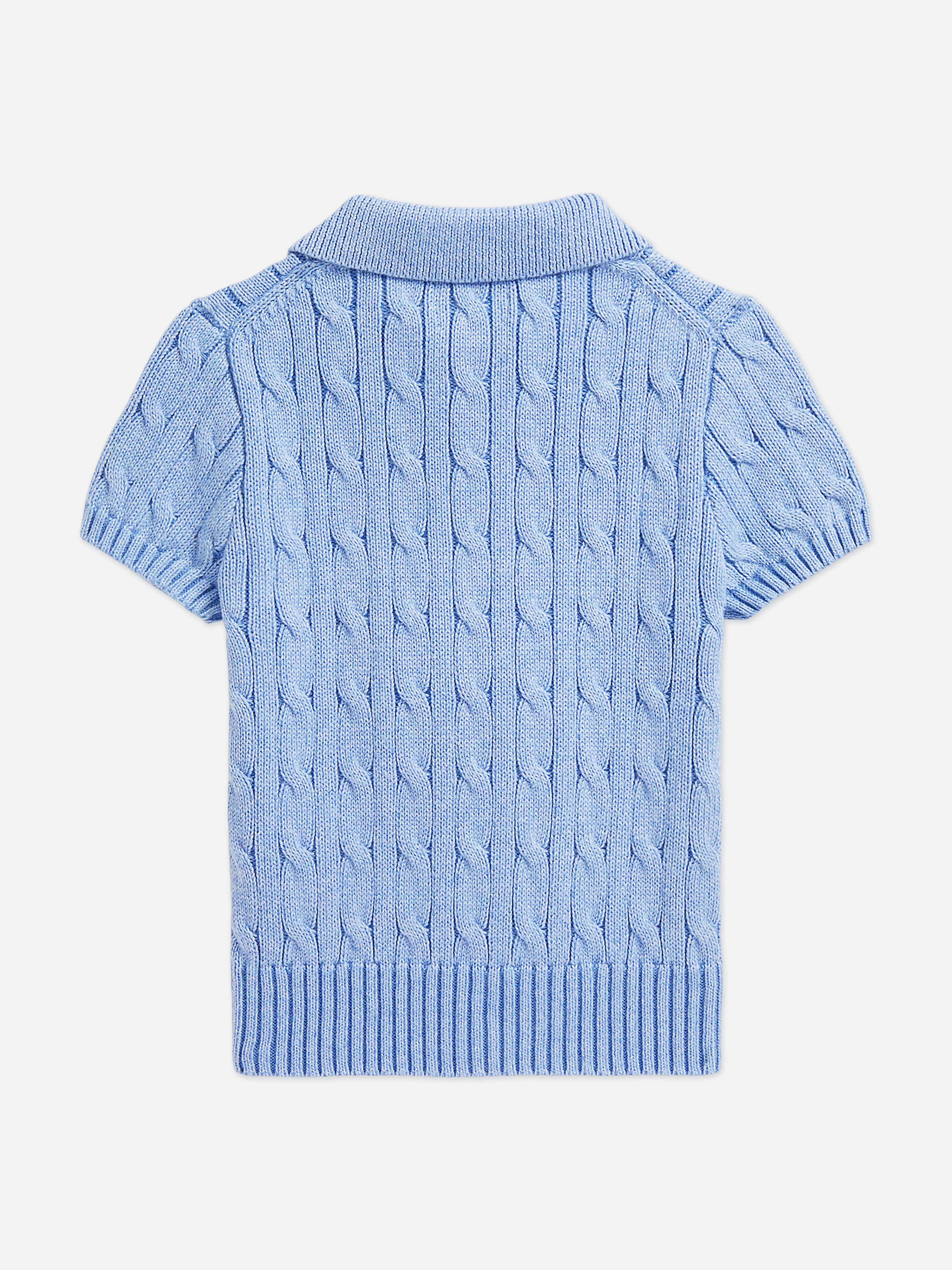 Ralph Lauren Boys Cable Knit Polo Top in Blue