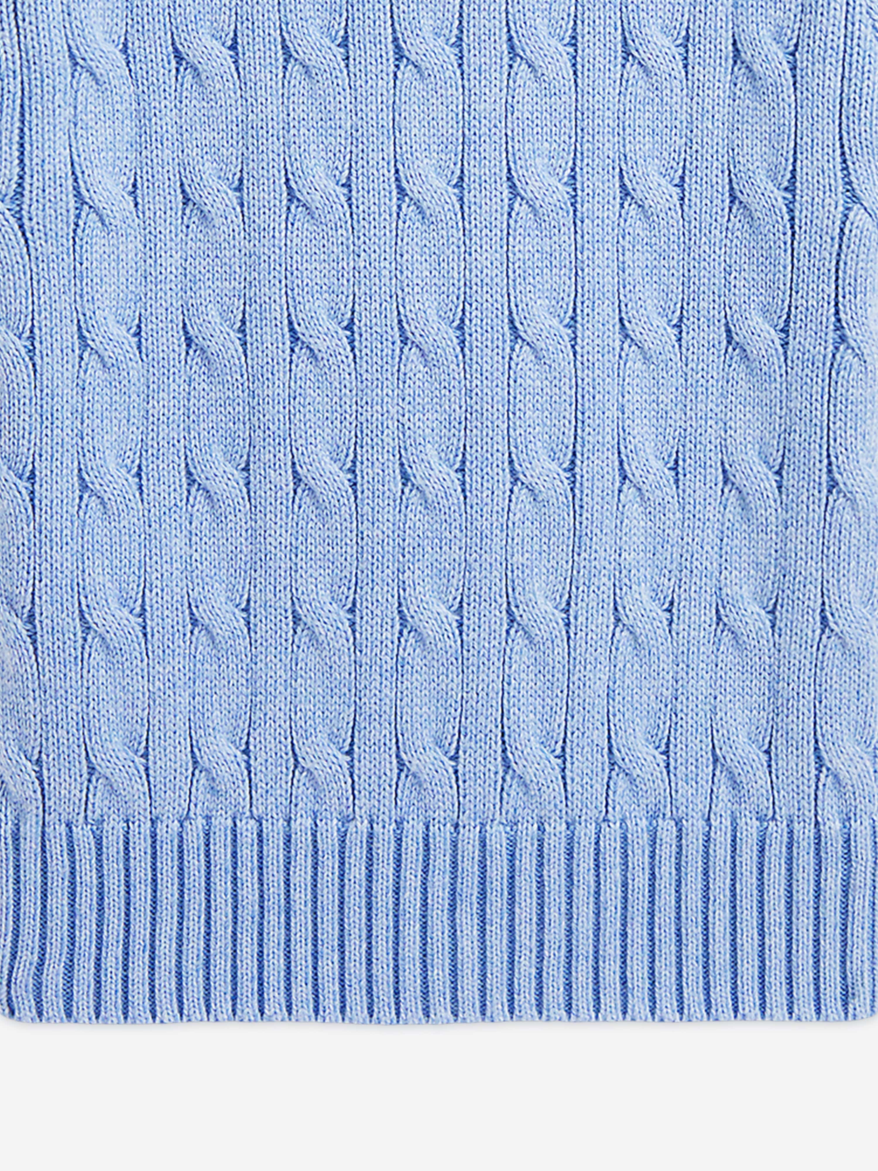 Ralph Lauren Boys Cable Knit Polo Top in Blue
