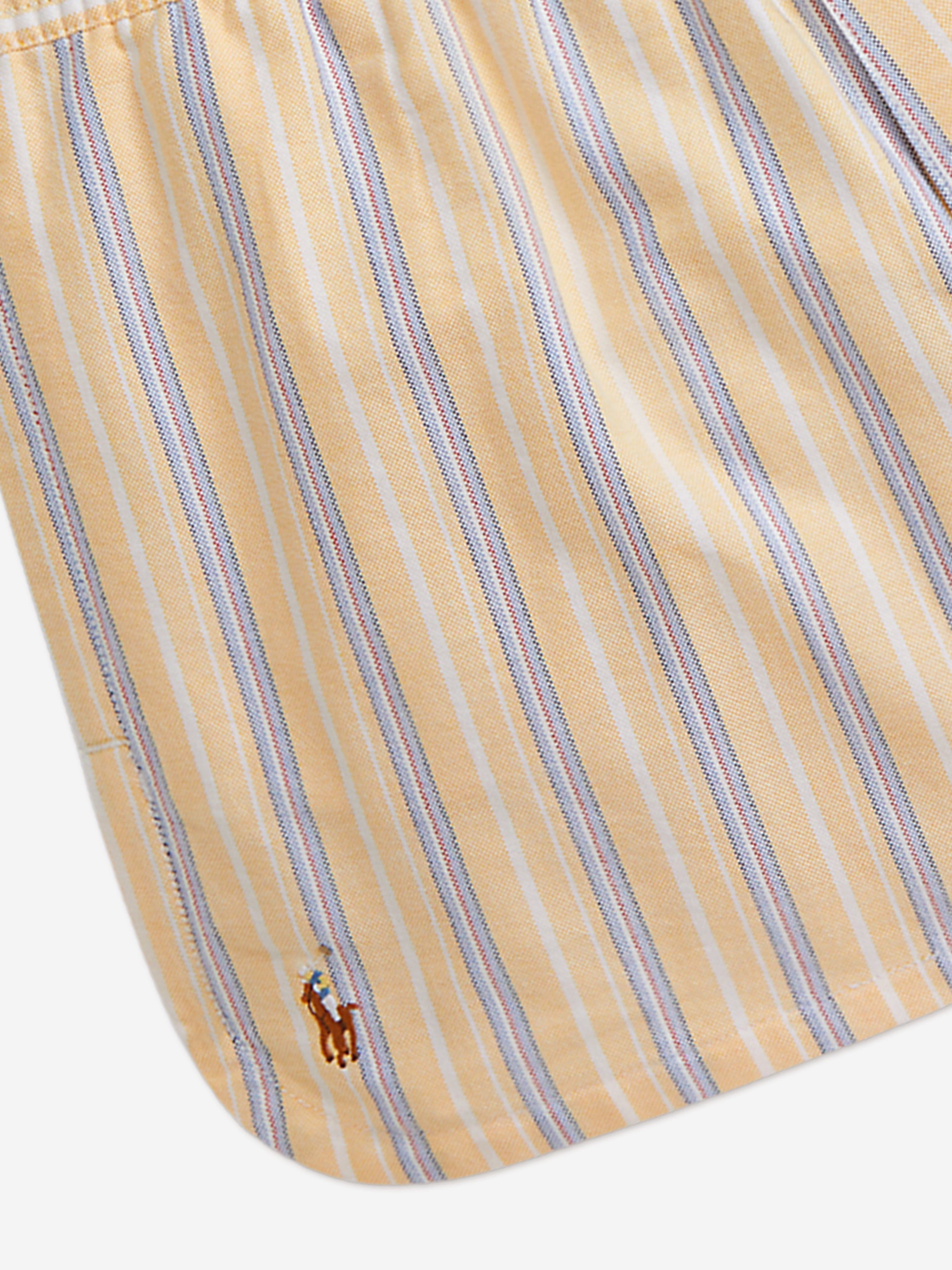 Ralph Lauren Girls Striped Oxford Shorts in Yellow