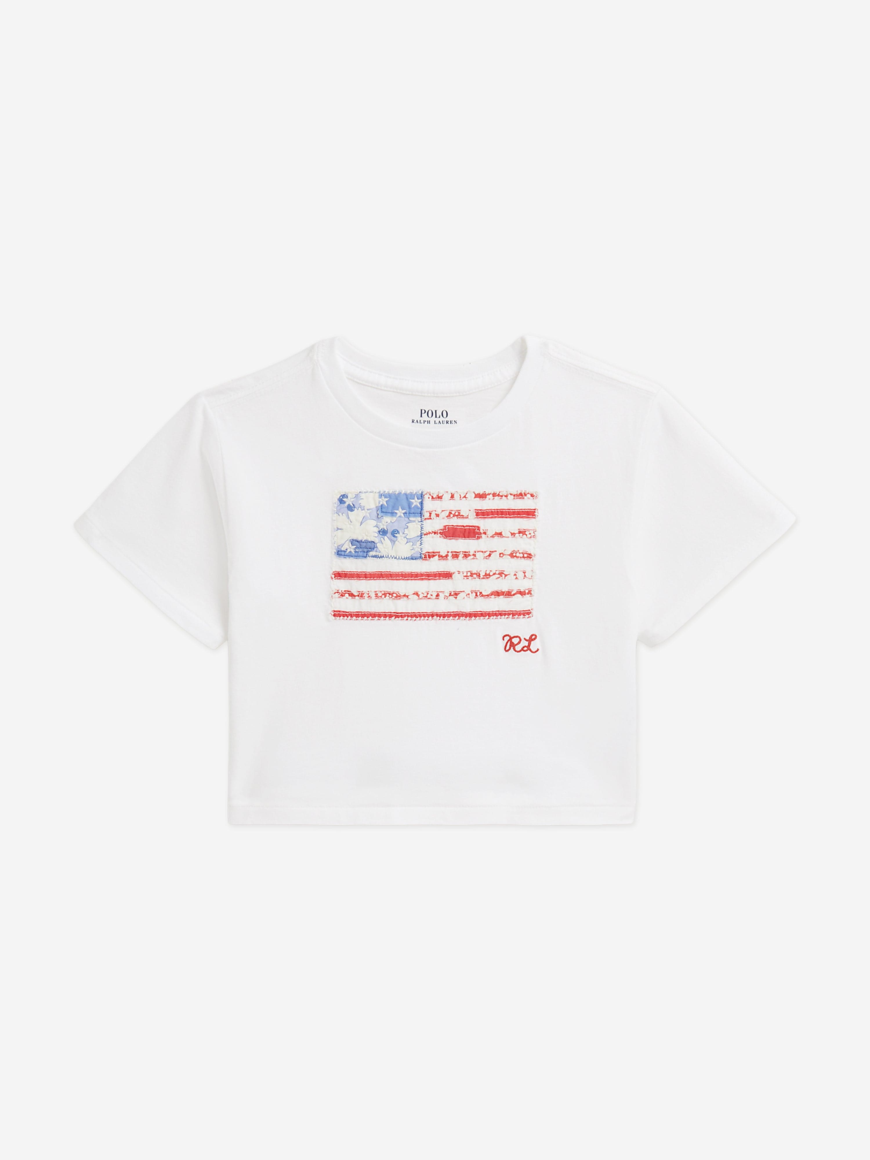 Ralph Lauren Girls Flag Jersey T-Shirt in White