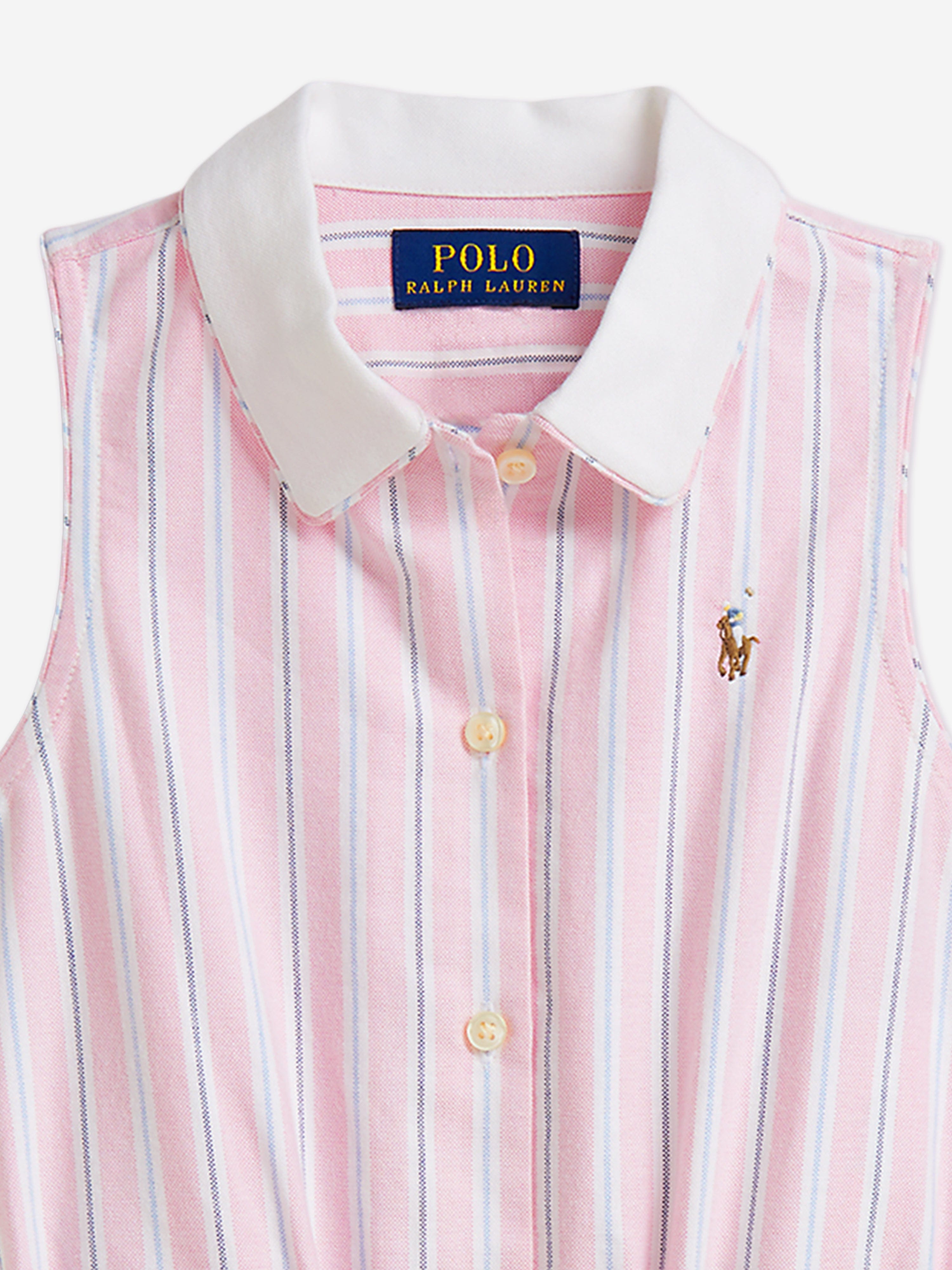 Ralph Lauren Girls Striped Classic Oxford Playsuit in Pink
