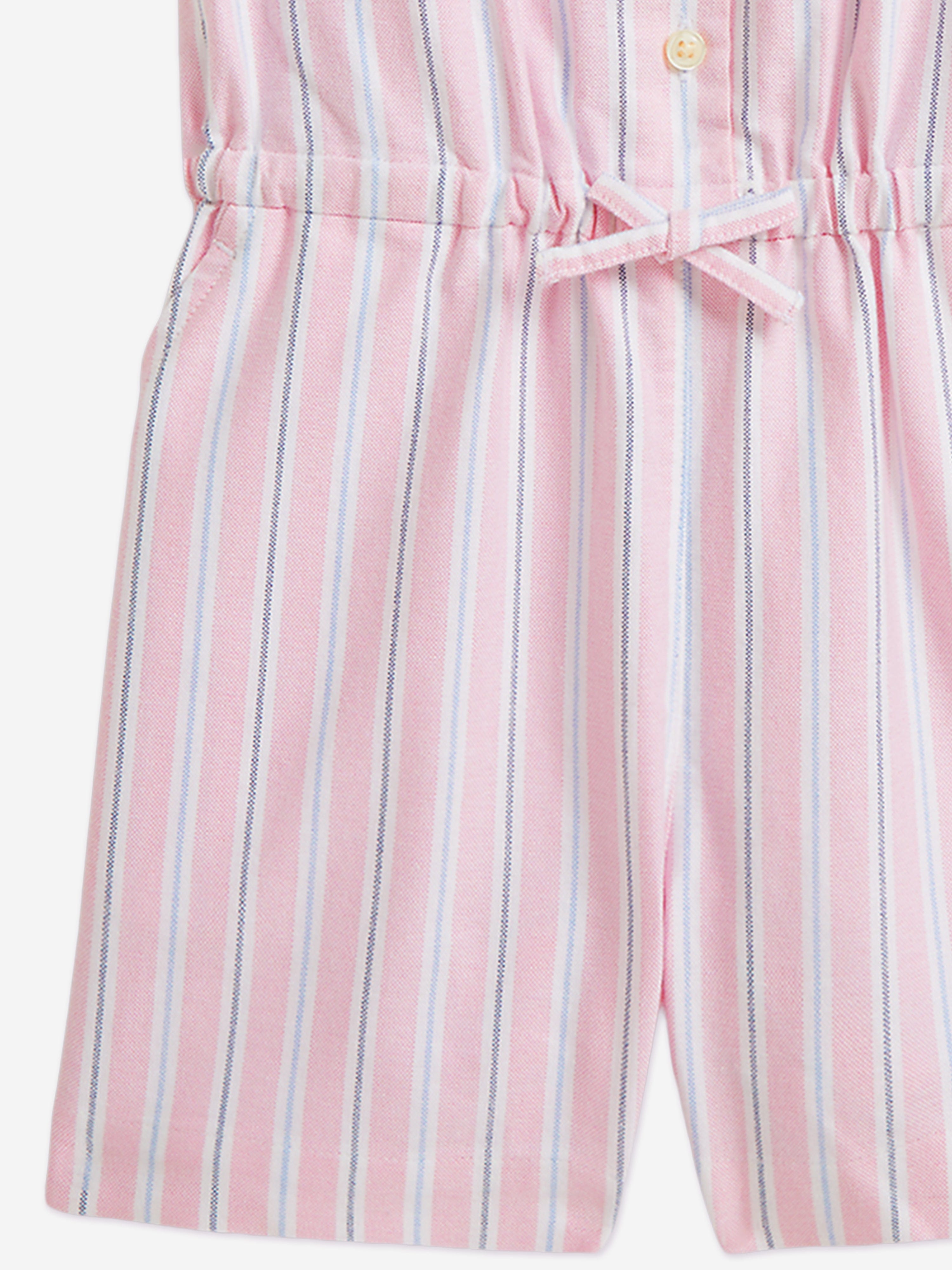Ralph Lauren Girls Striped Classic Oxford Playsuit in Pink