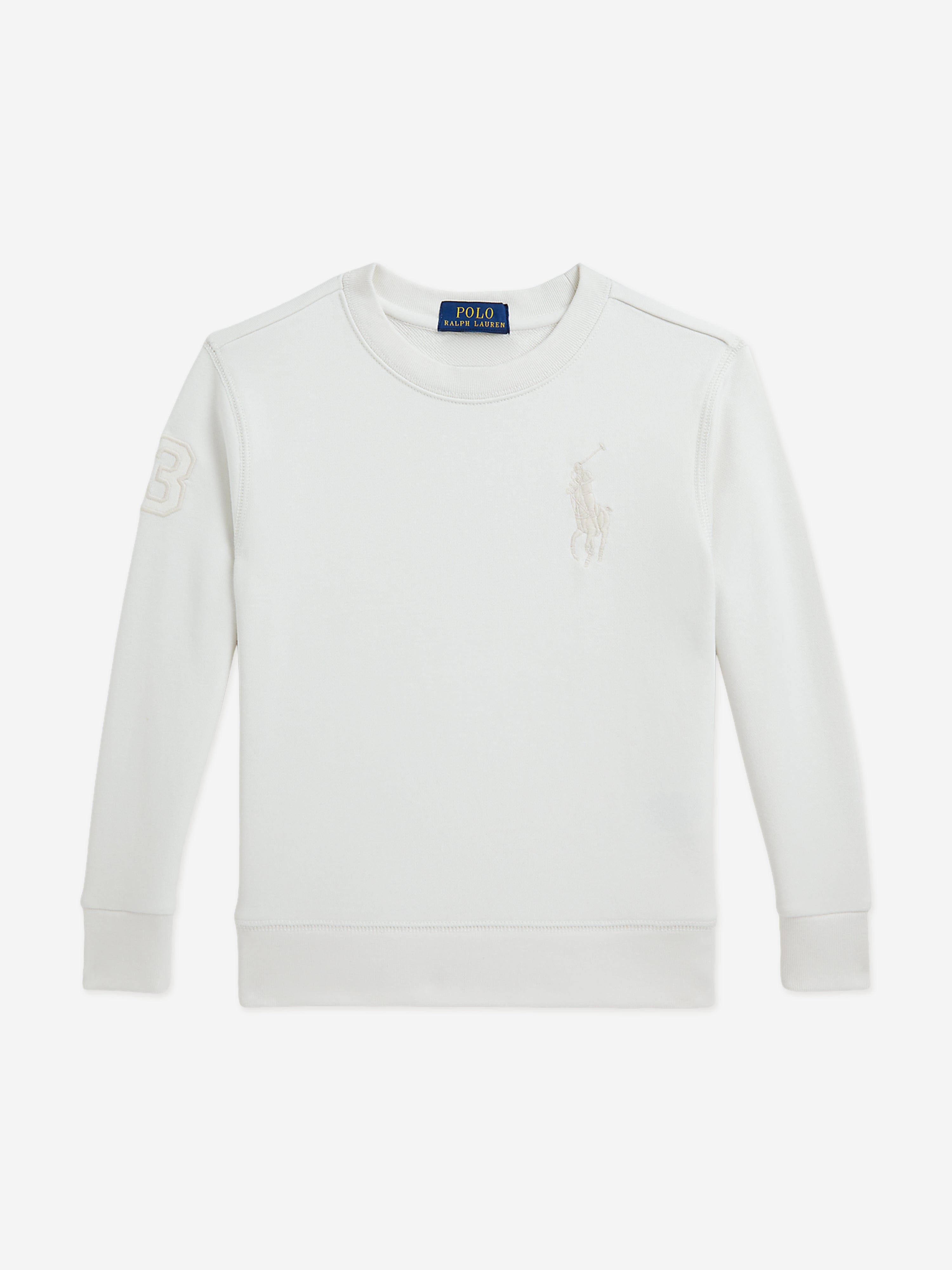 Ralph Lauren Boys French Terry Logo Sweatshirt in Ivory