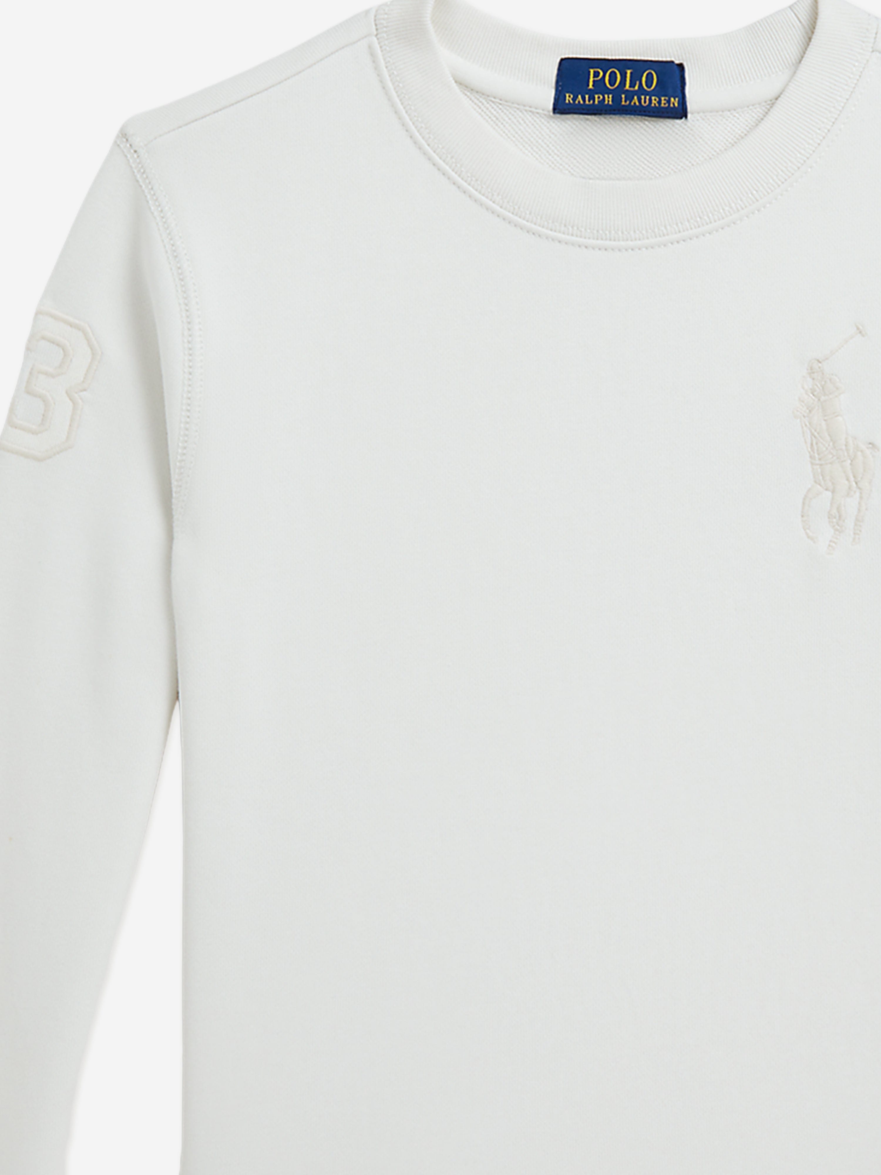Ralph Lauren Boys French Terry Logo Sweatshirt in Ivory