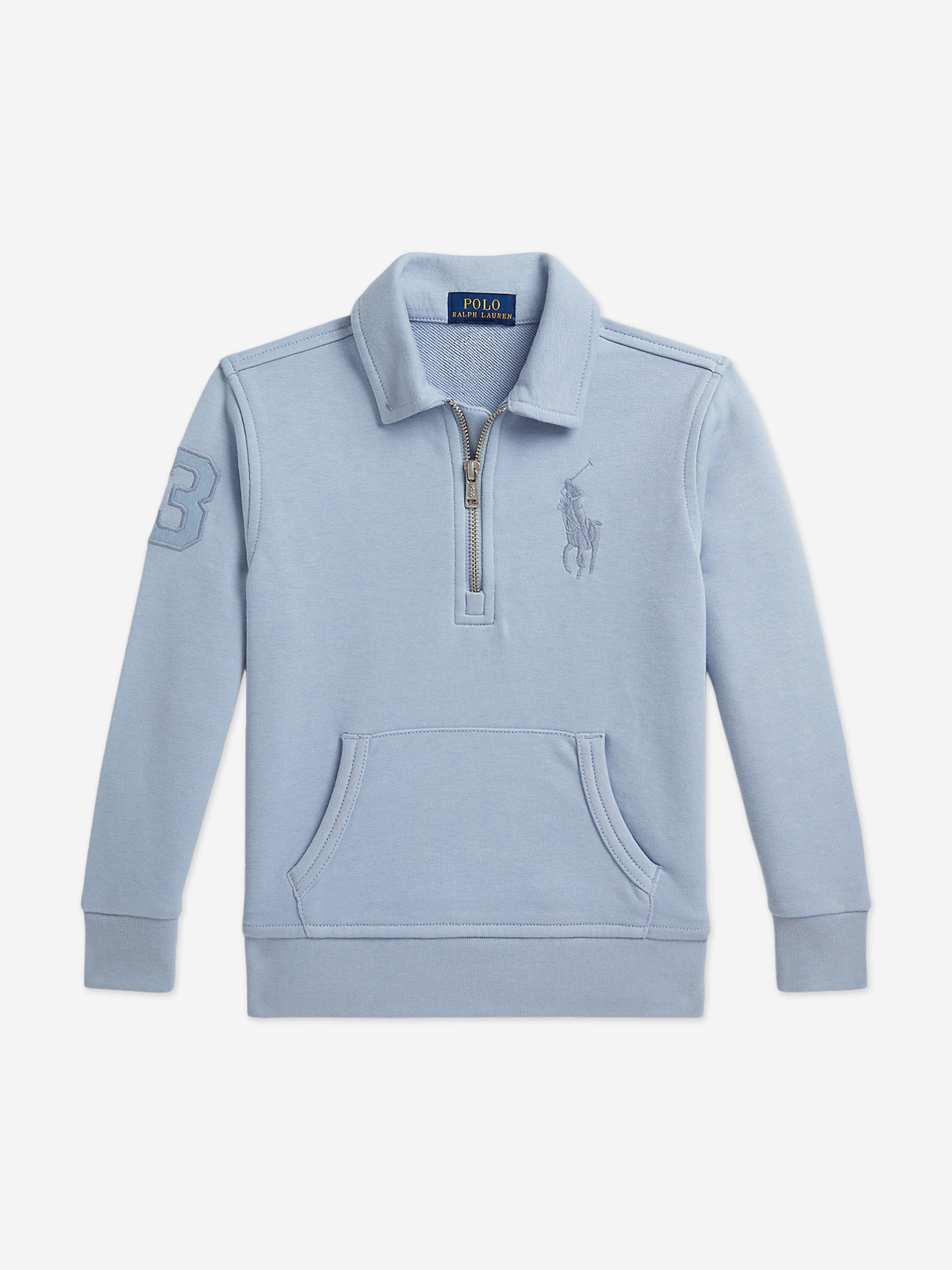 Ralph Lauren Boys Half Zip Sweatshirt in Blue