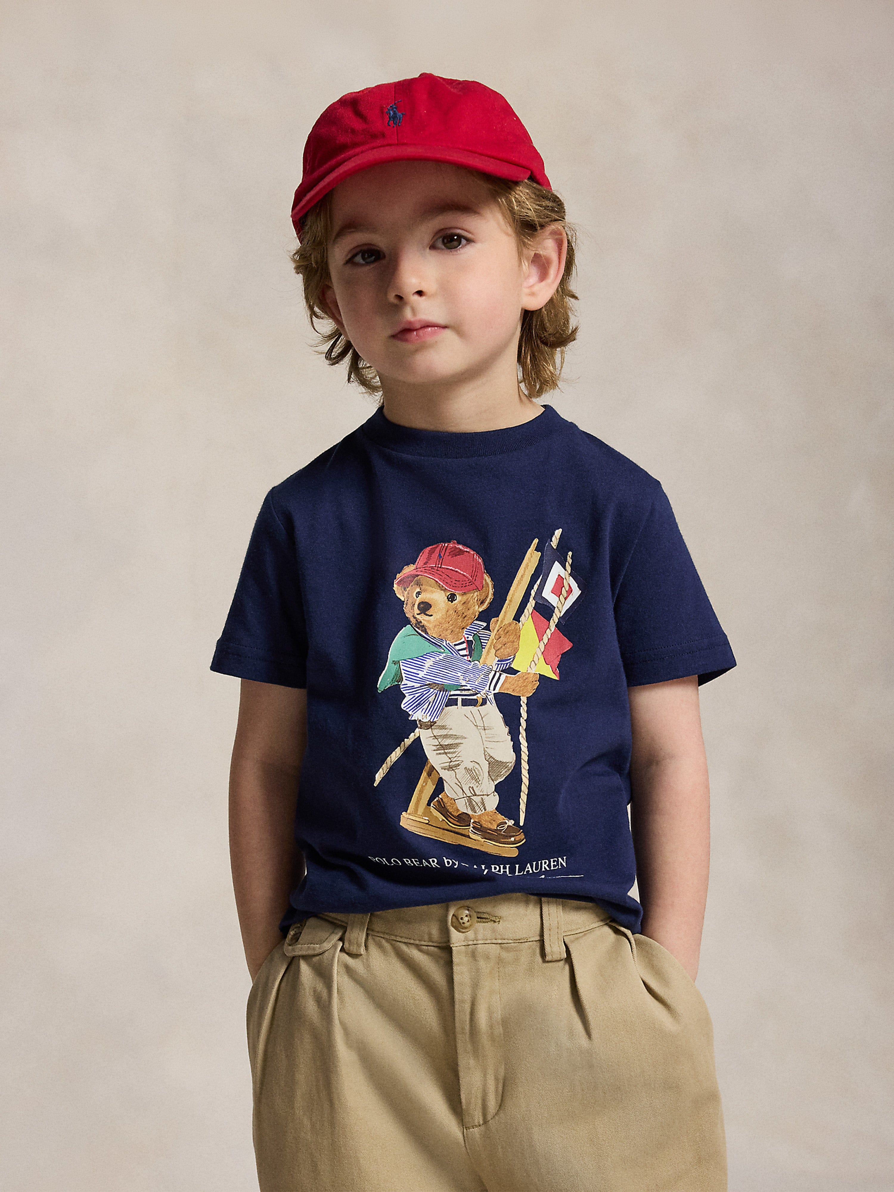 Ralph Lauren Boys Polo Bear Jersey T-Shirt in Navy