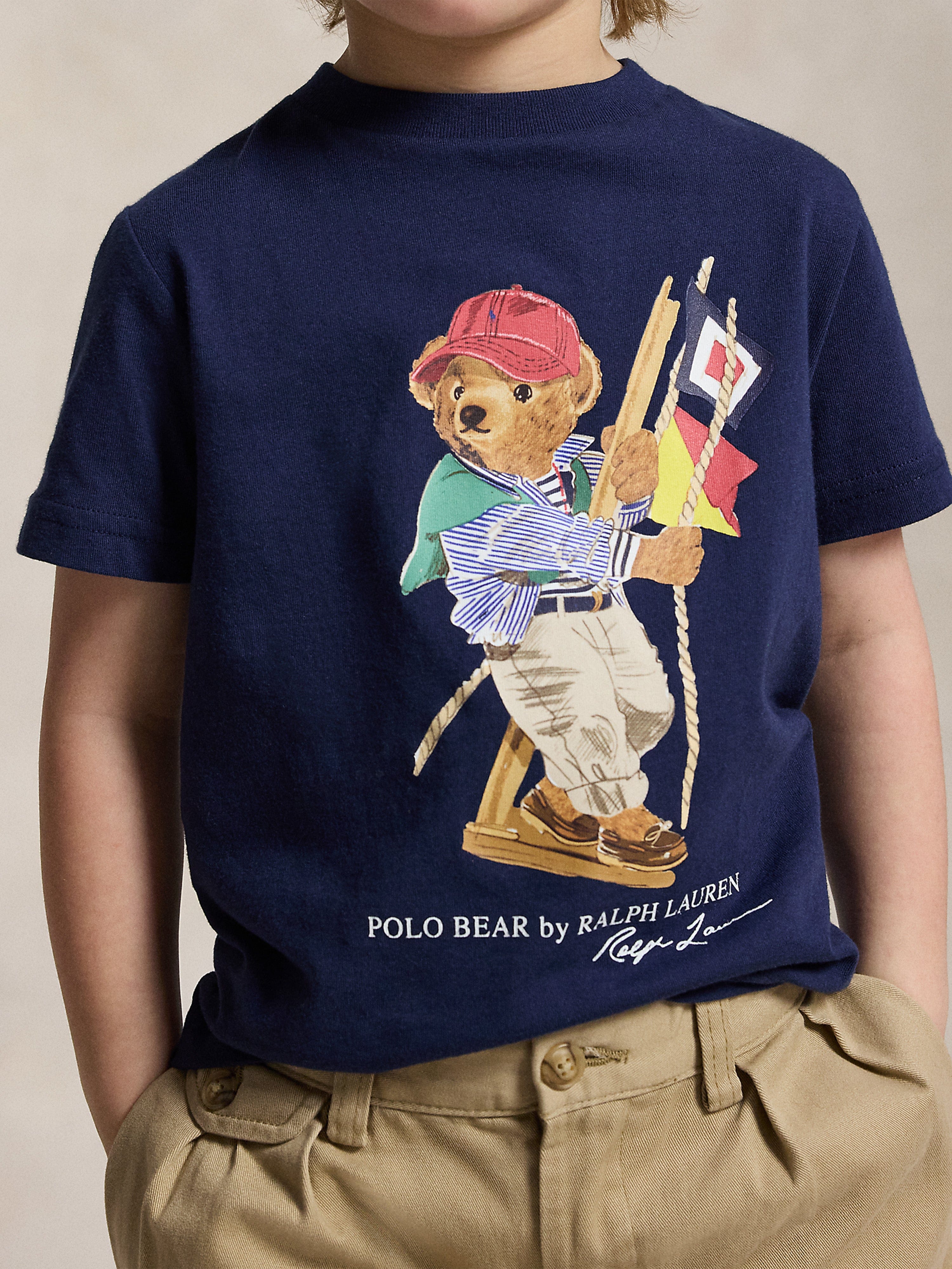 Ralph Lauren Boys Polo Bear Jersey T-Shirt in Navy