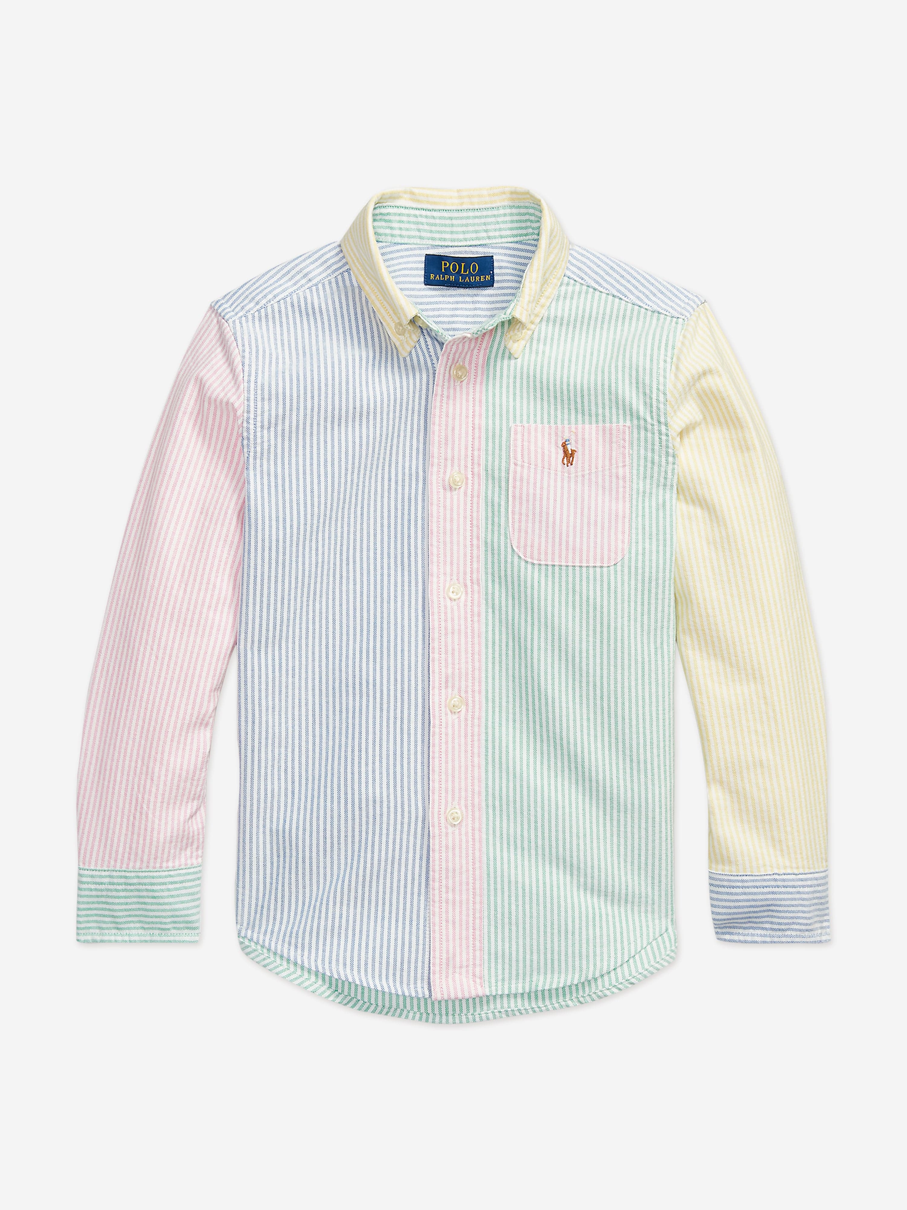 Ralph Lauren Boys Striped Classic Oxford Shirt in Green