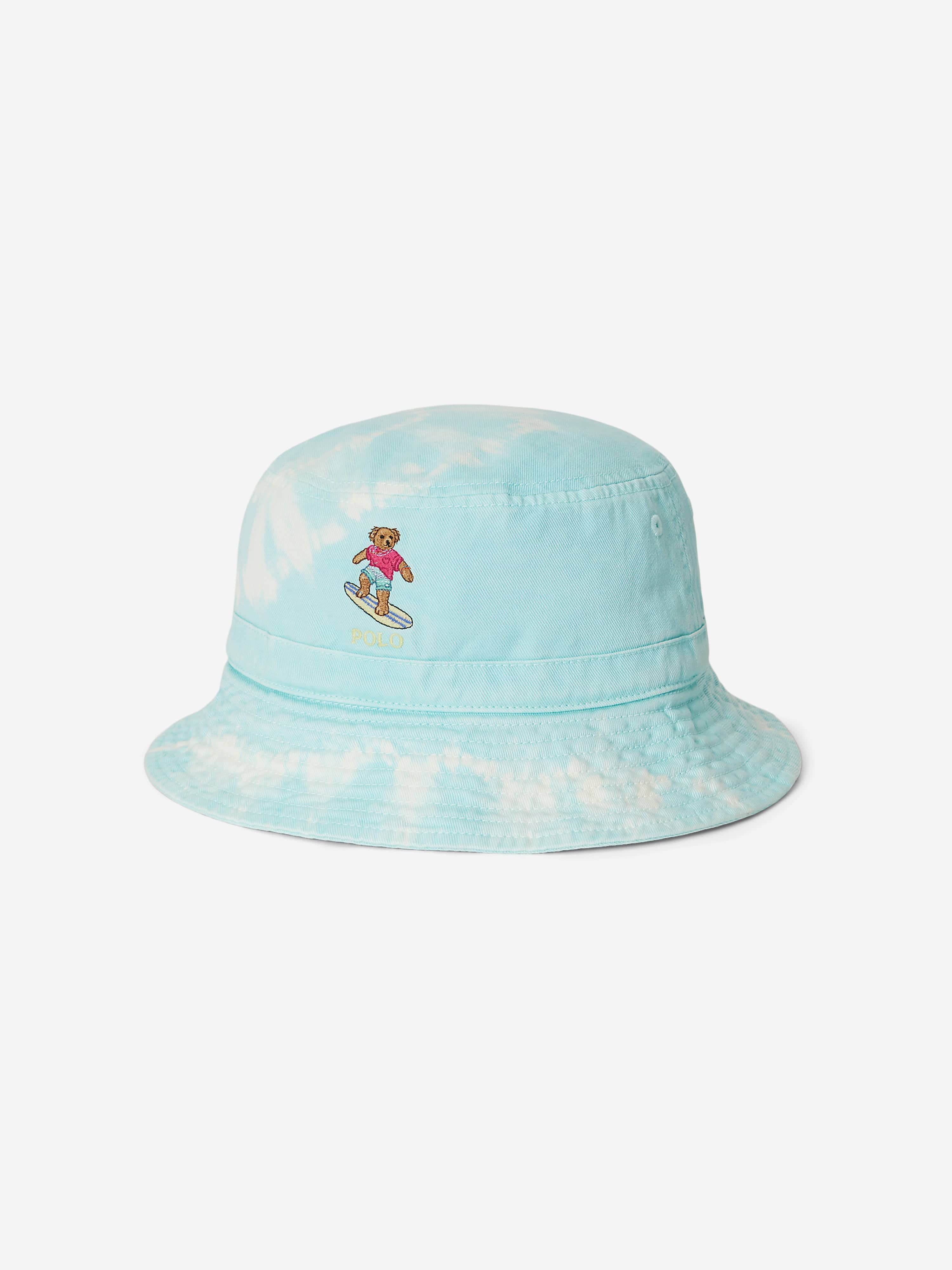 Ralph Lauren Boys Tie-Dye Polo Bear Bucket Hat in Blue