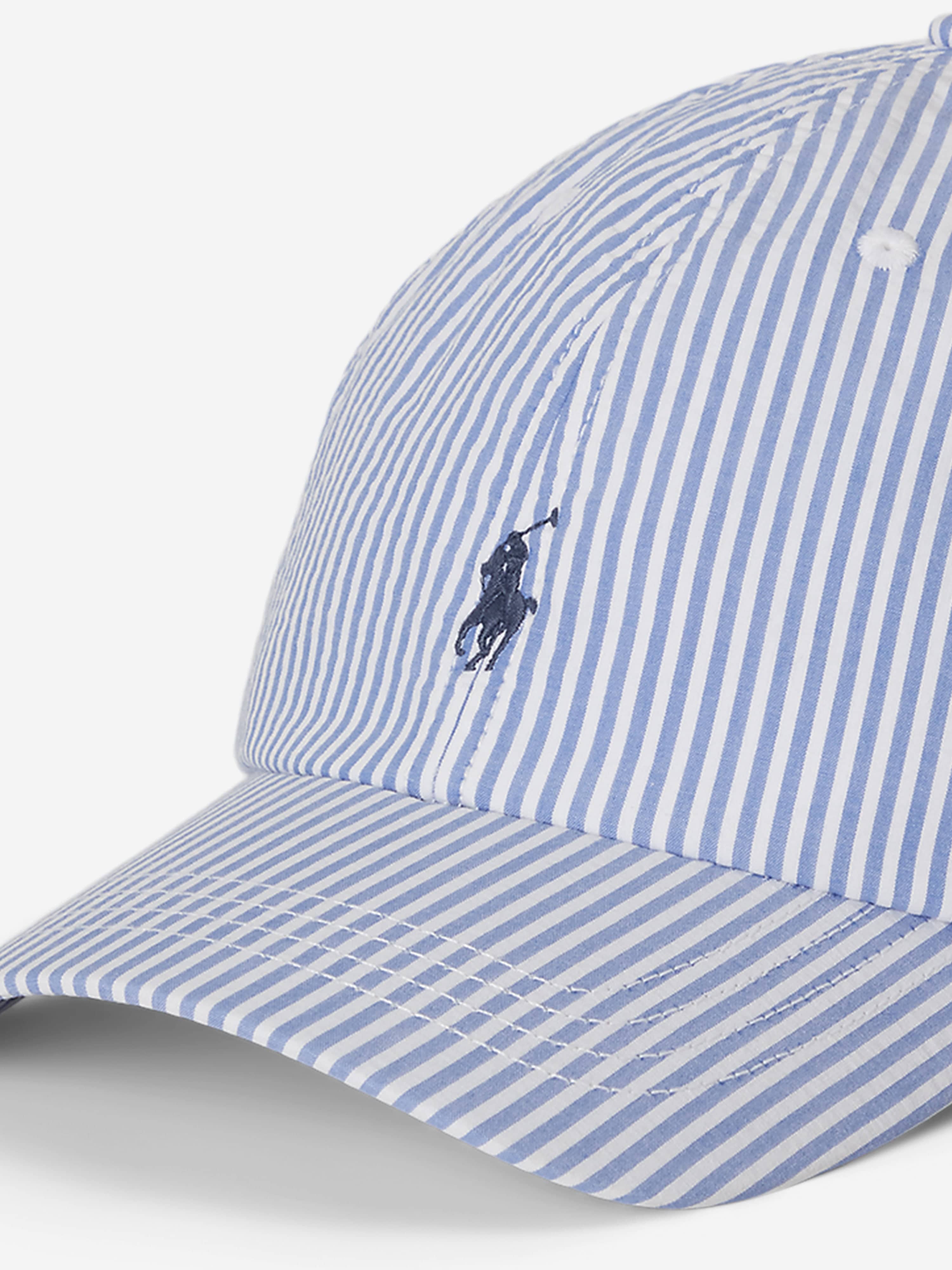 Ralph Lauren Boys Striped Seersucker Cap in Blue
