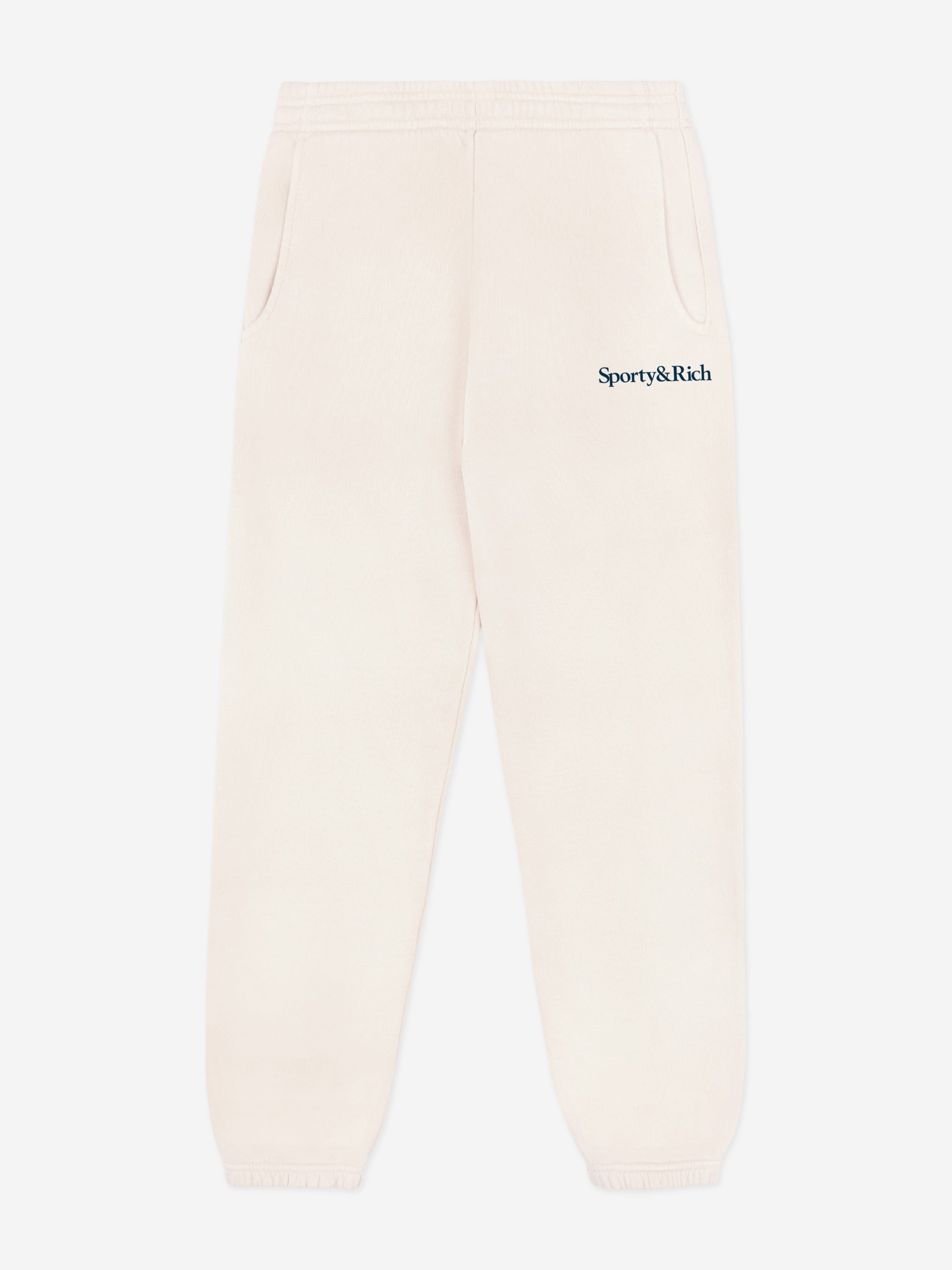 Sporty & Rich Kids Serif Logo Joggers in Ivory