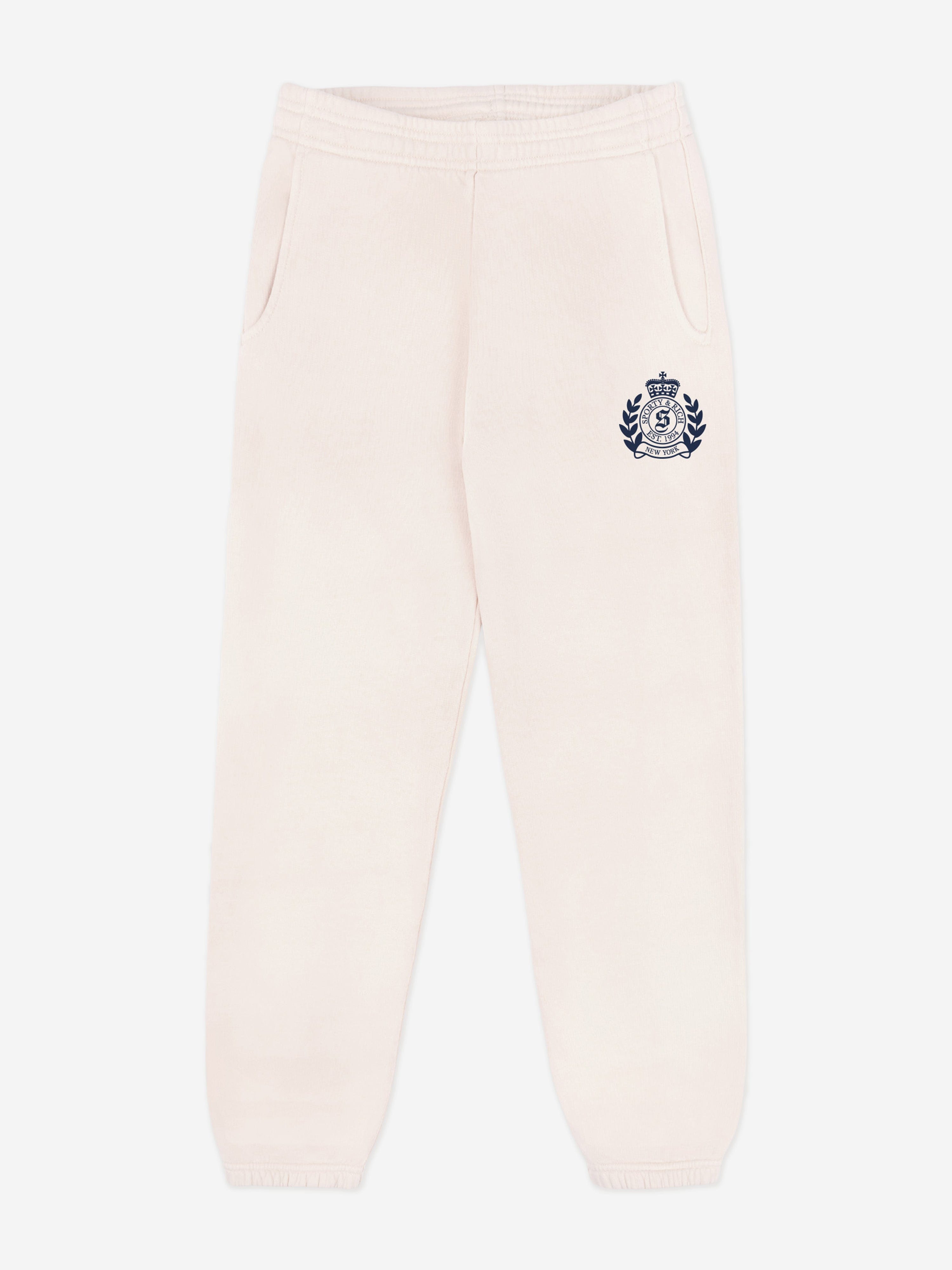 Sporty & Rich Kids H&W Crest Joggers in Ivory
