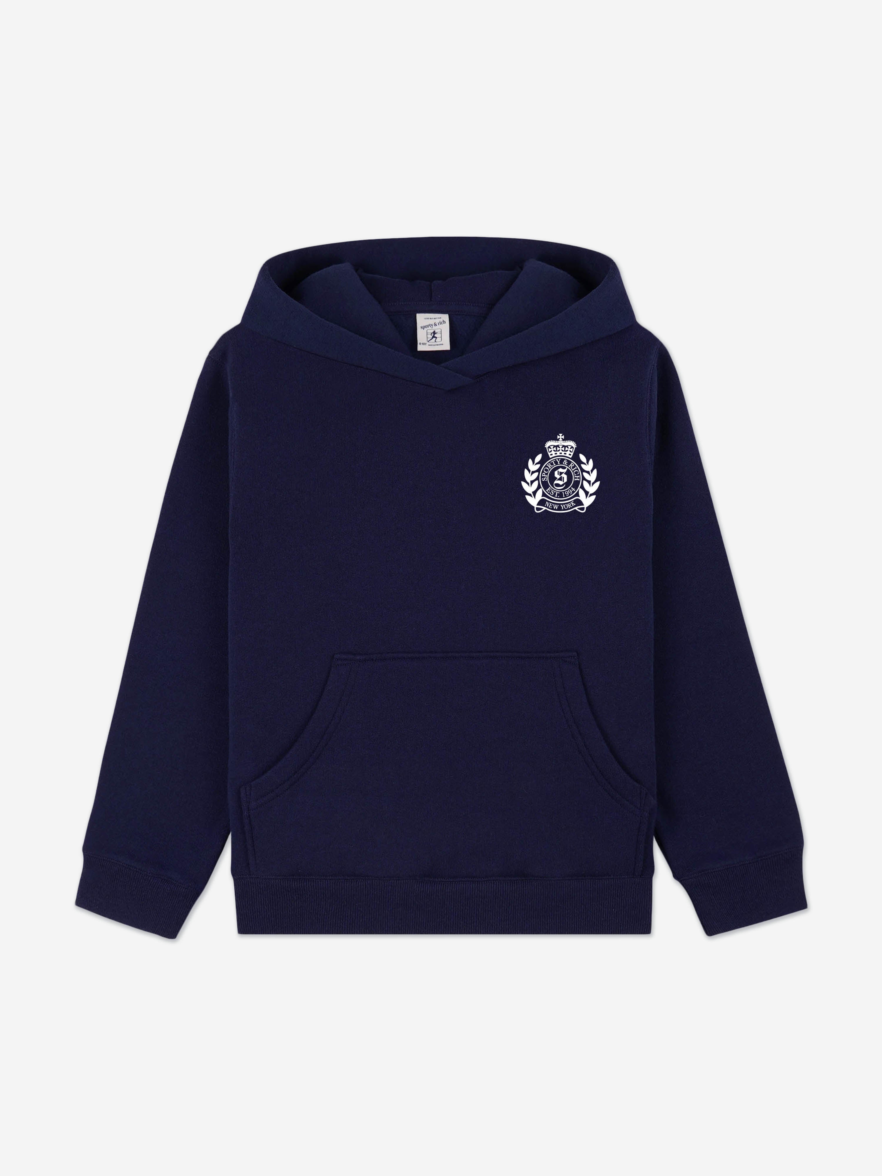 Sporty & Rich Kids H&W Crest Hoodie in Navy