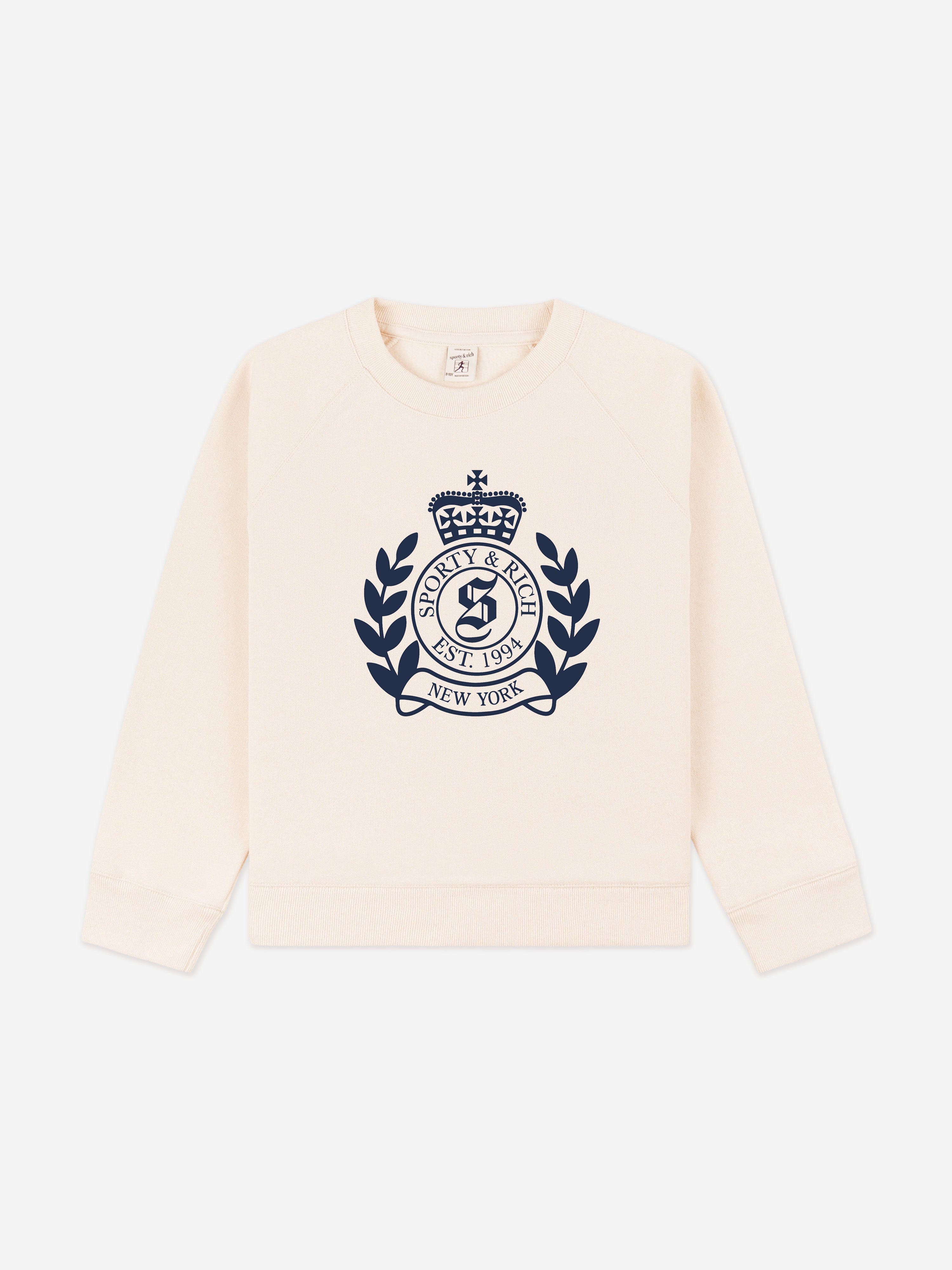 Sporty & Rich Kids H&W Crest Sweatshirt in Ivory