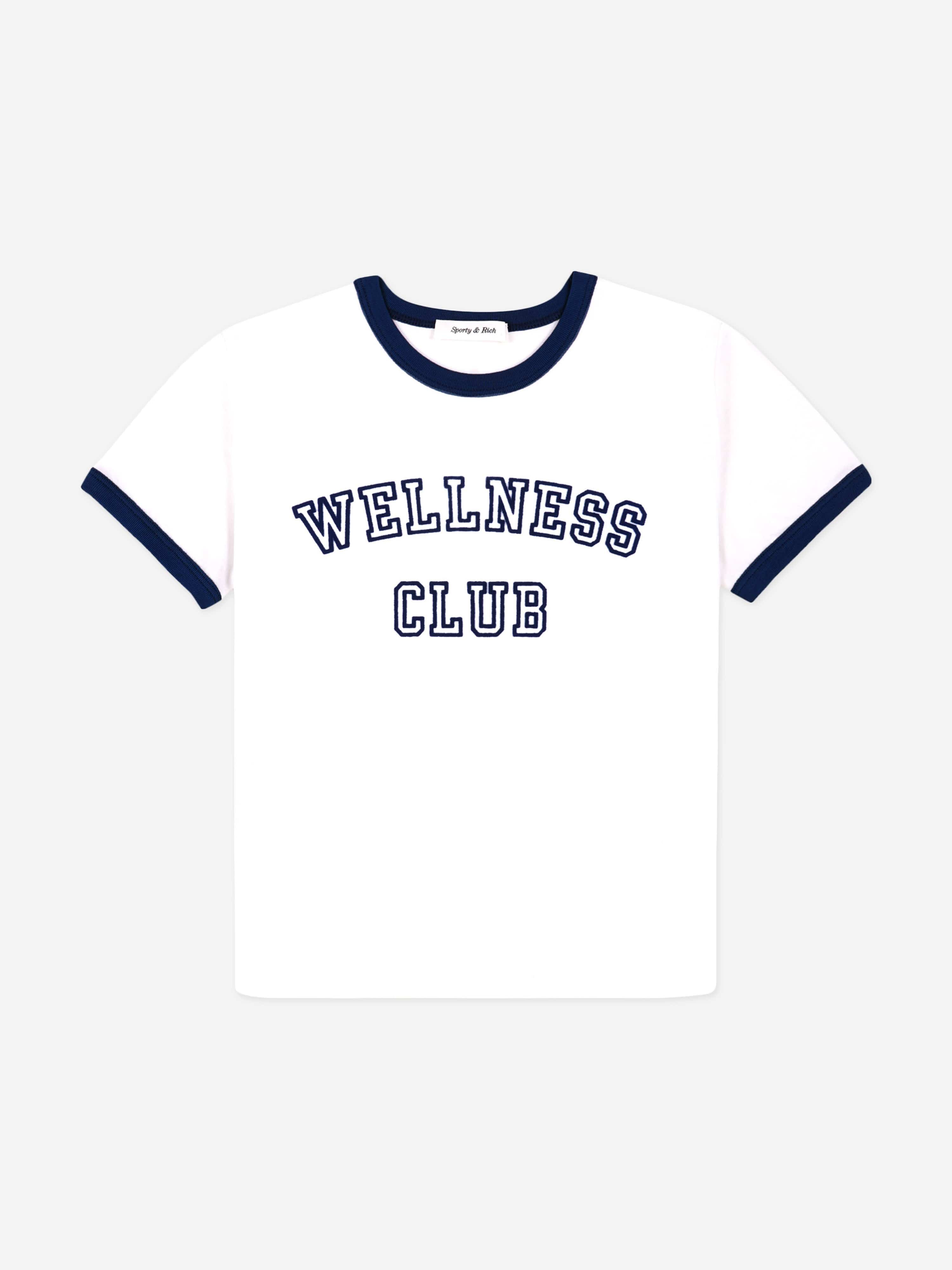 Sporty & Rich Kids Wellness Club Flocked T-Shirt in White