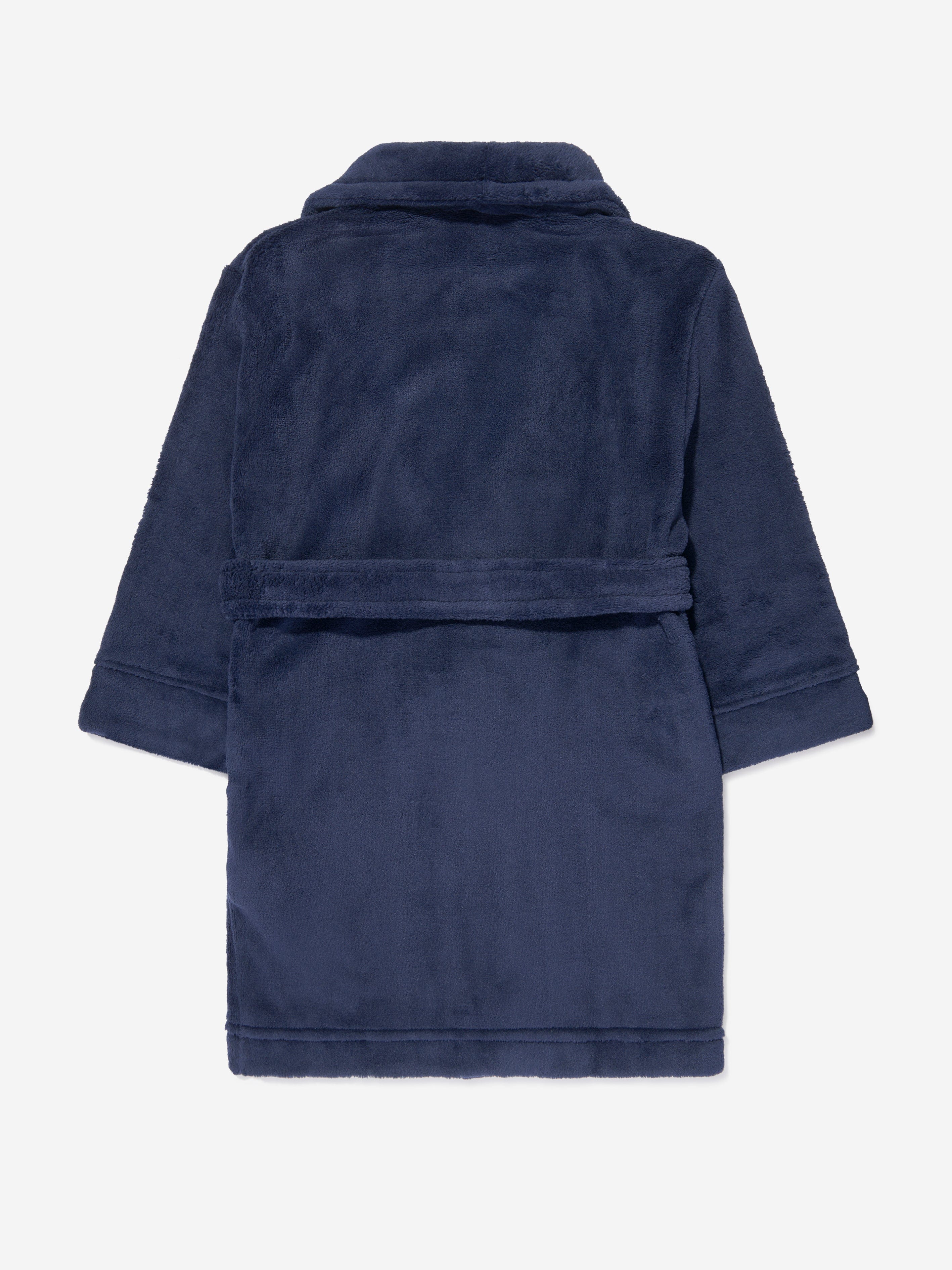 Ralph Lauren Boys Bear Patch Robe in Navy