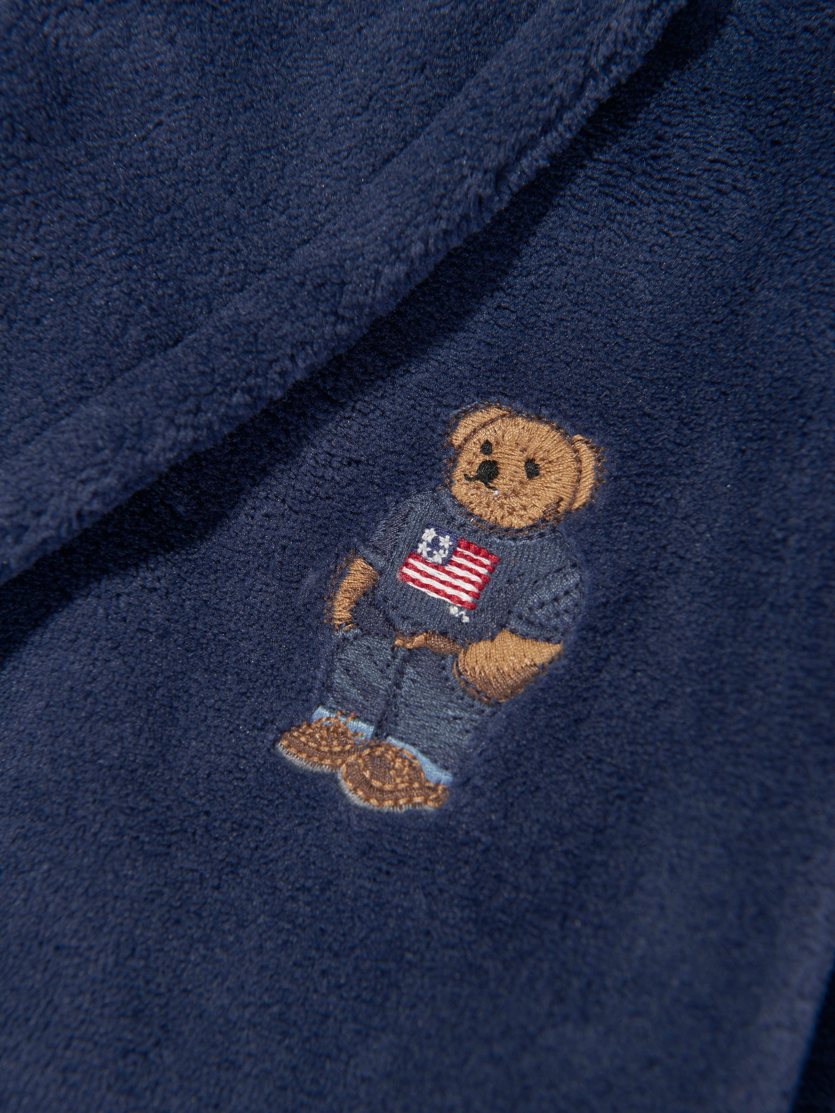 Ralph Lauren Boys Bear Patch Robe in Navy