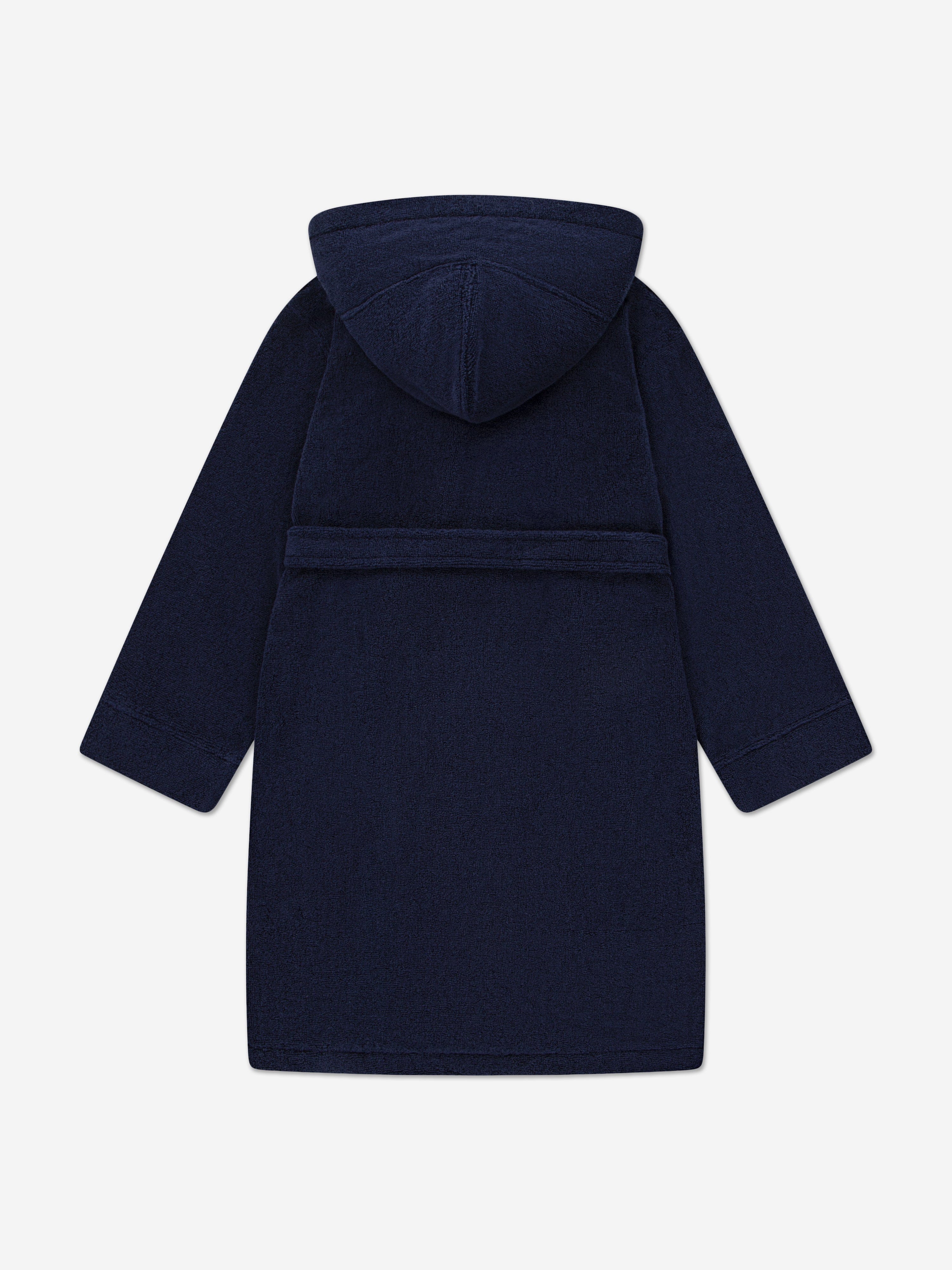Ralph Lauren Boys Hooded Plush Terry Bathrobe in Navy
