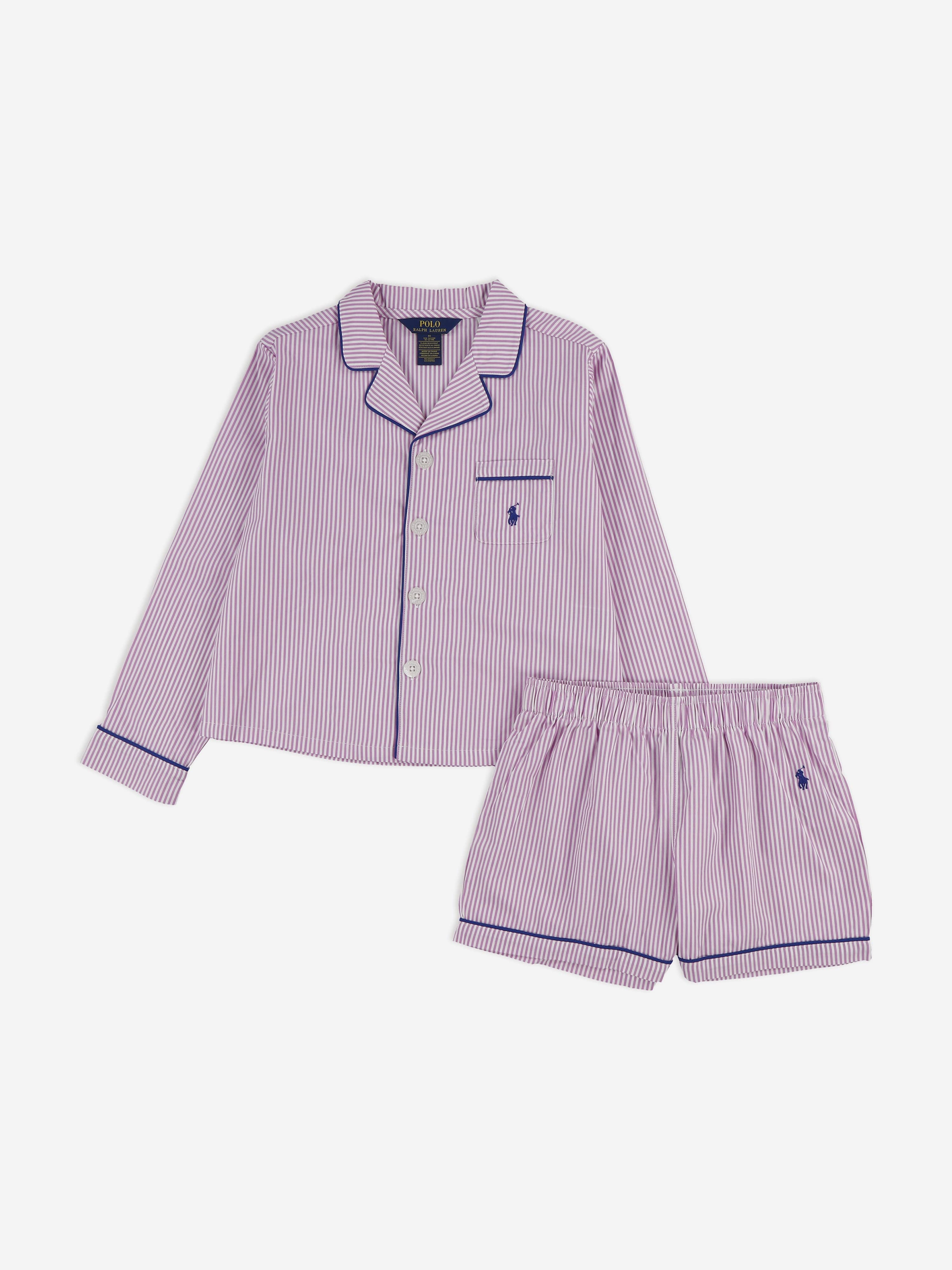 Ralph Lauren Girls Long Sleeve and Short Pyjama Set in Pink