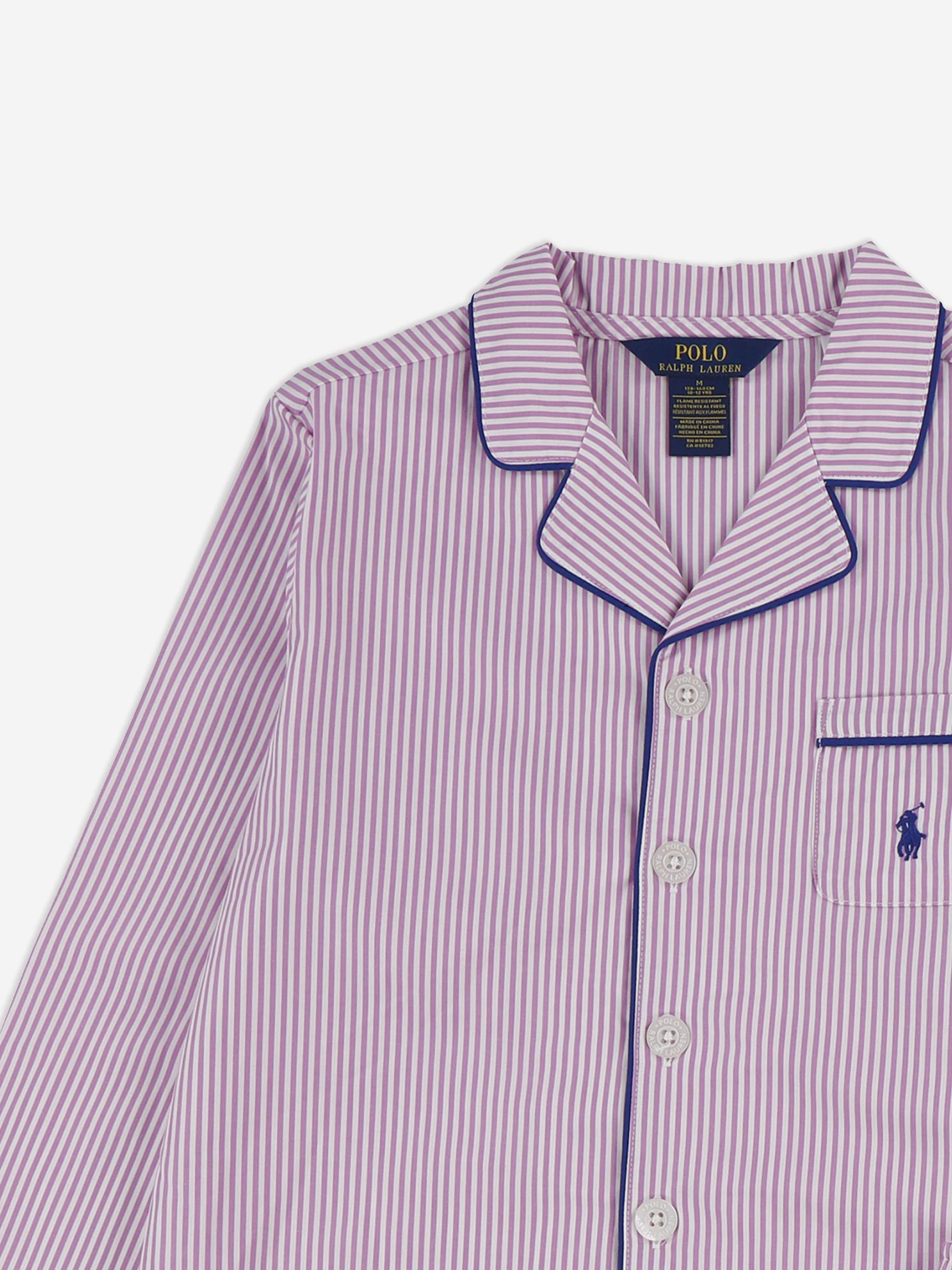 Ralph Lauren Girls Long Sleeve and Short Pyjama Set in Pink