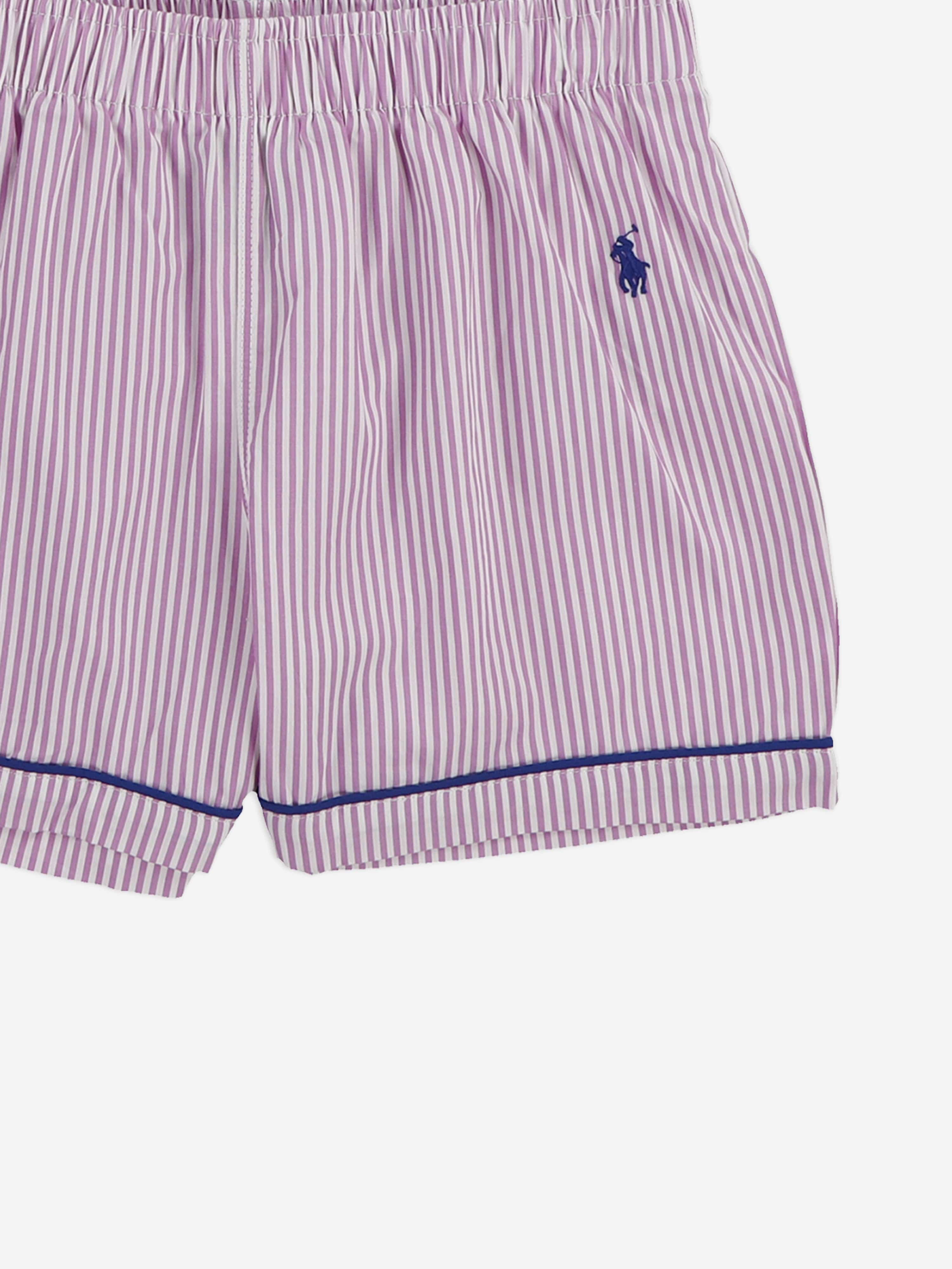 Ralph Lauren Girls Long Sleeve and Short Pyjama Set in Pink