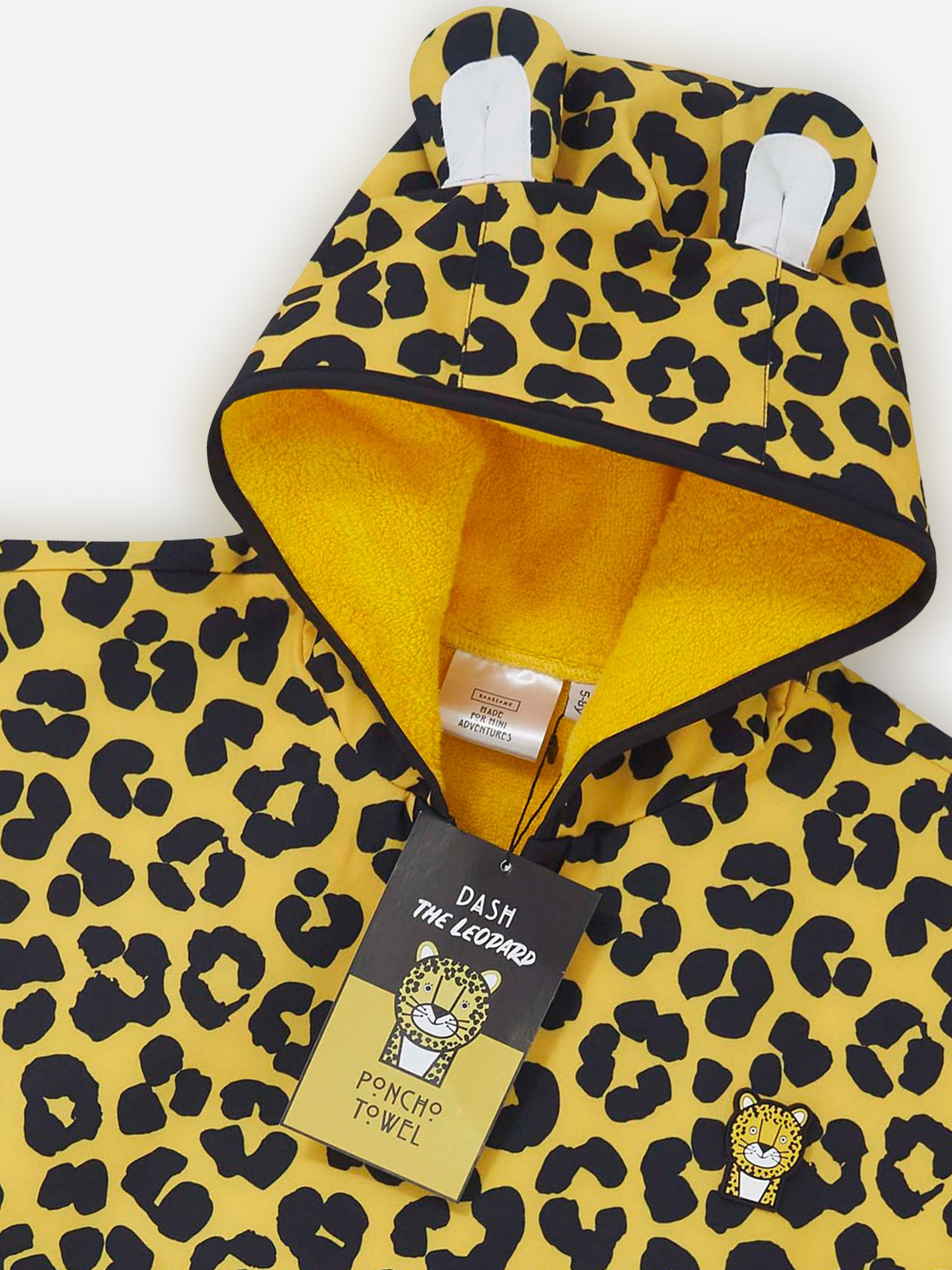 Roarsome Girls Dash The Leopard Poncho Towel in Yellow