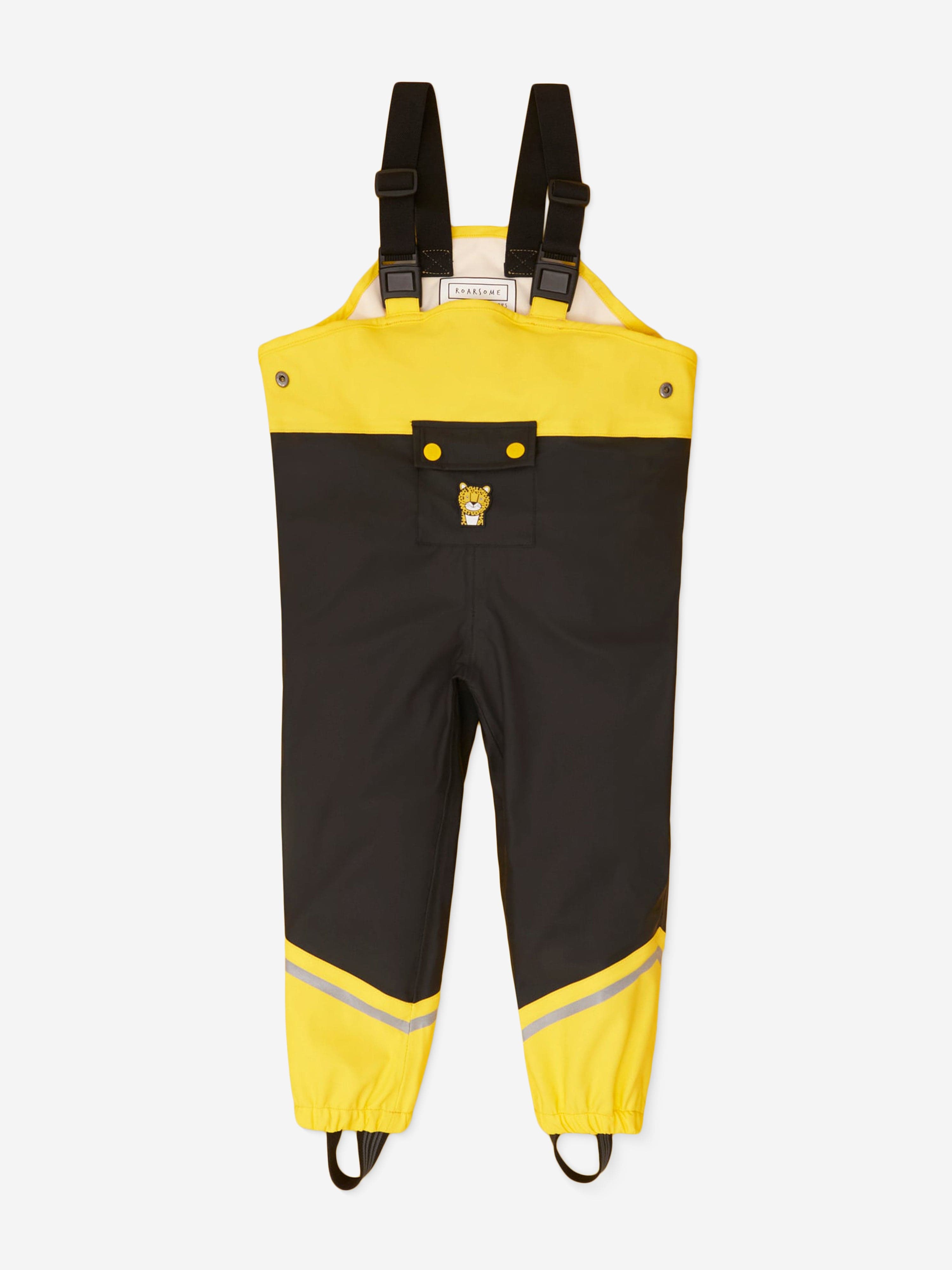 Roarsome Kids Dash The Leopard Waterproof Trousers in Yellow