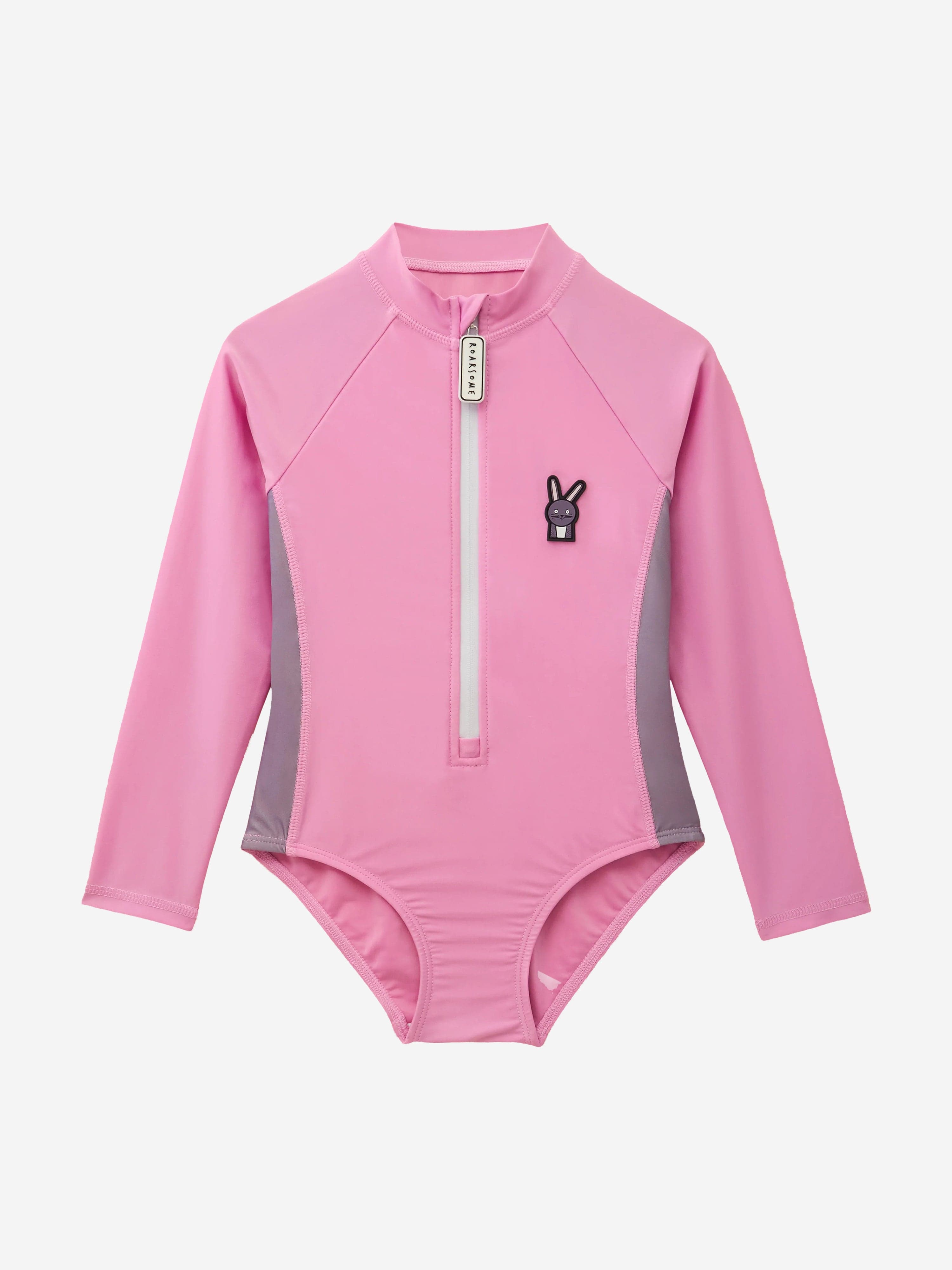 Roarsome Girls Hop The Bunny Swimsuit in Pink (UPF50+)