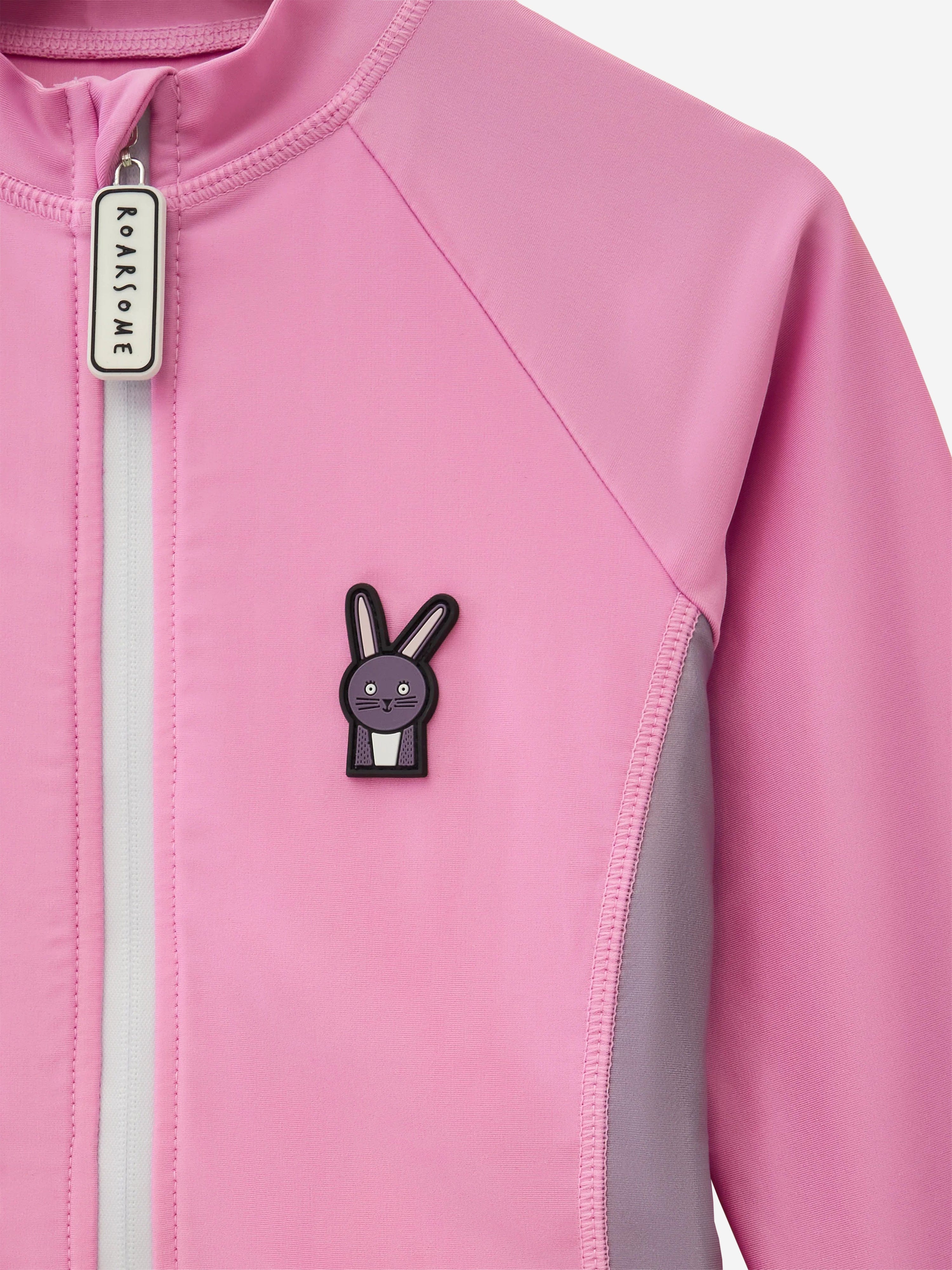 Roarsome Girls Hop The Bunny Swimsuit in Pink (UPF50+)