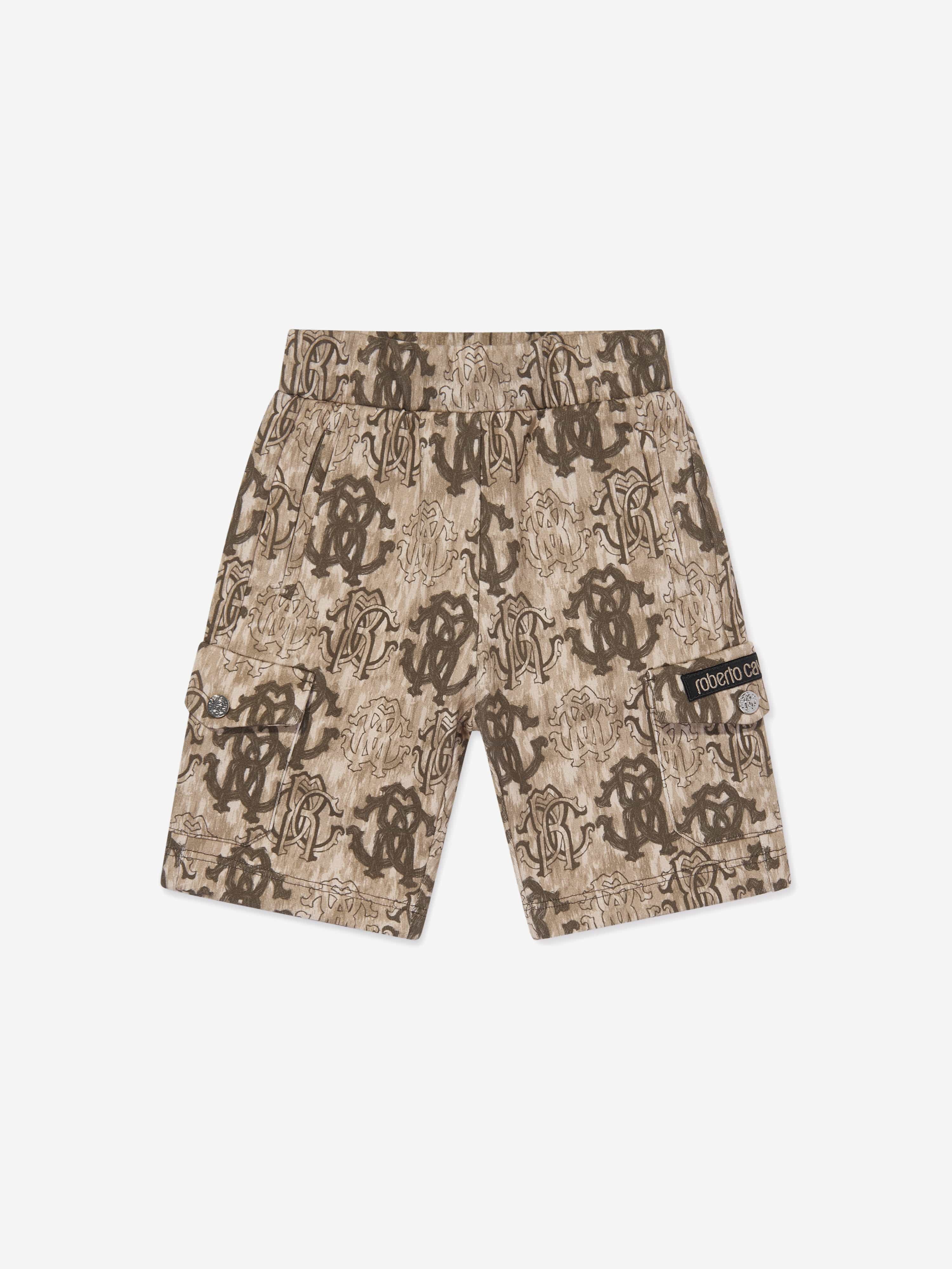 Boys Monogram Bermuda Shorts in Brown