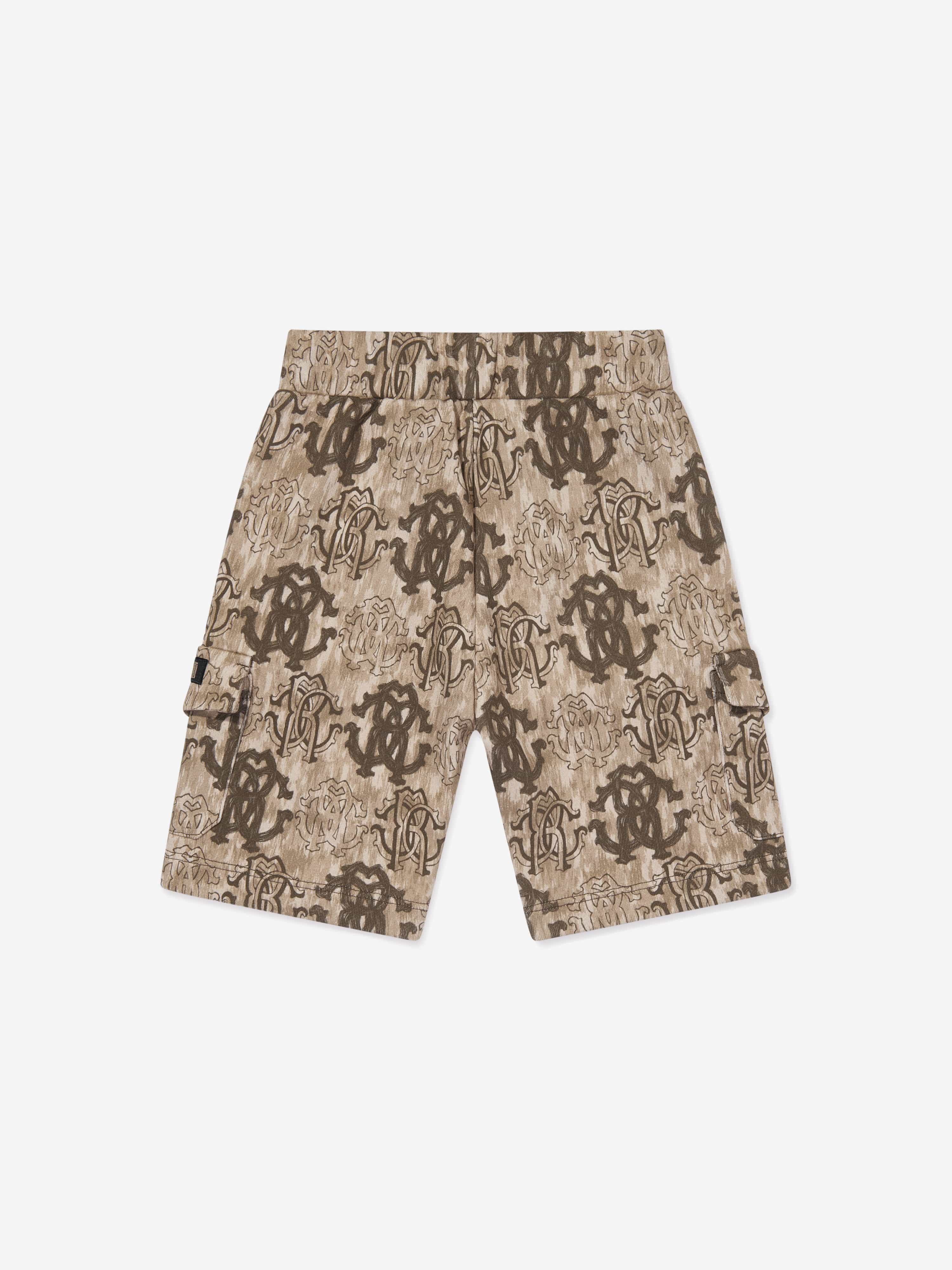 Boys Monogram Bermuda Shorts in Brown