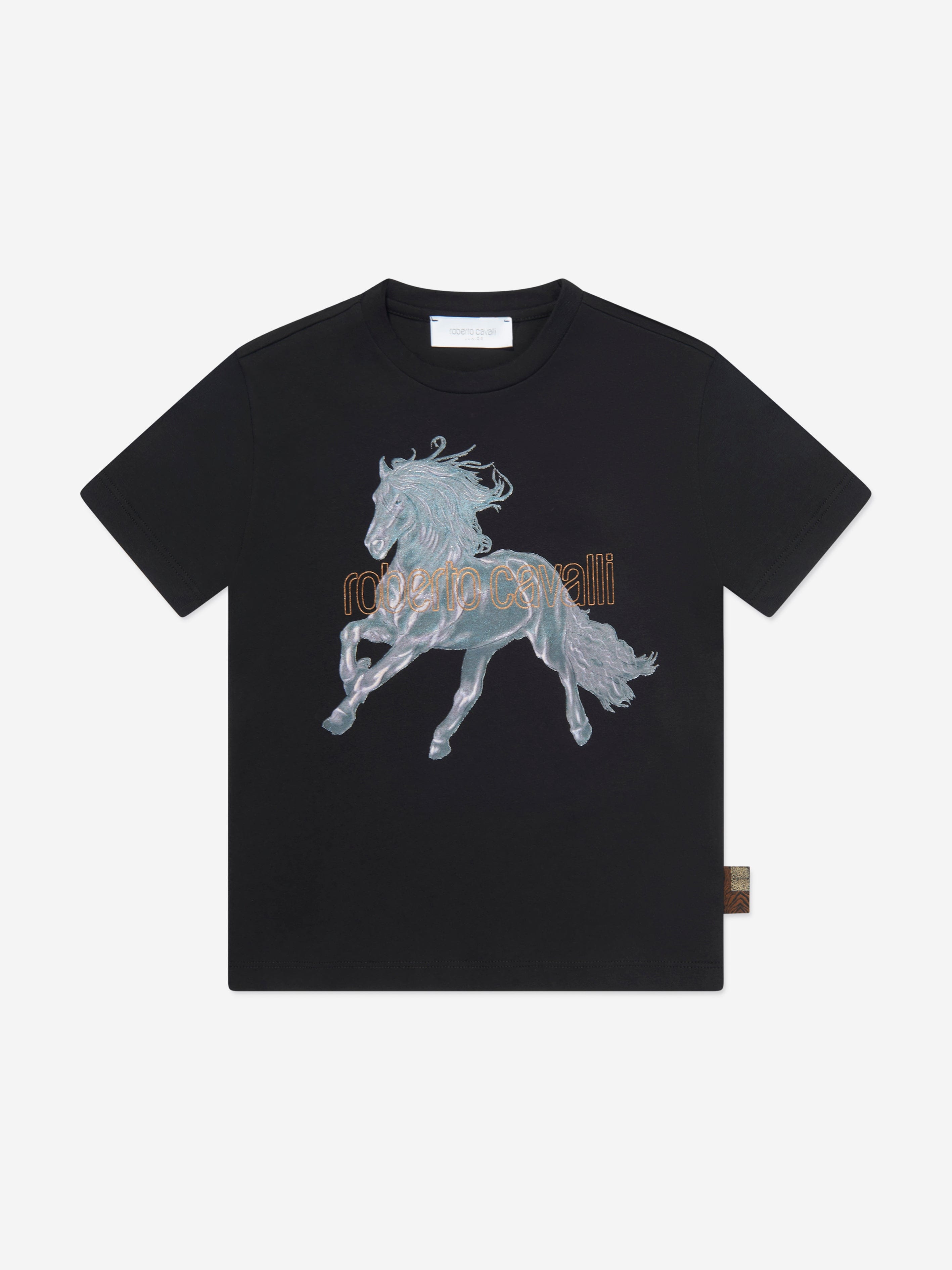 Roberto Cavalli Boys Horse T-Shirt in Black