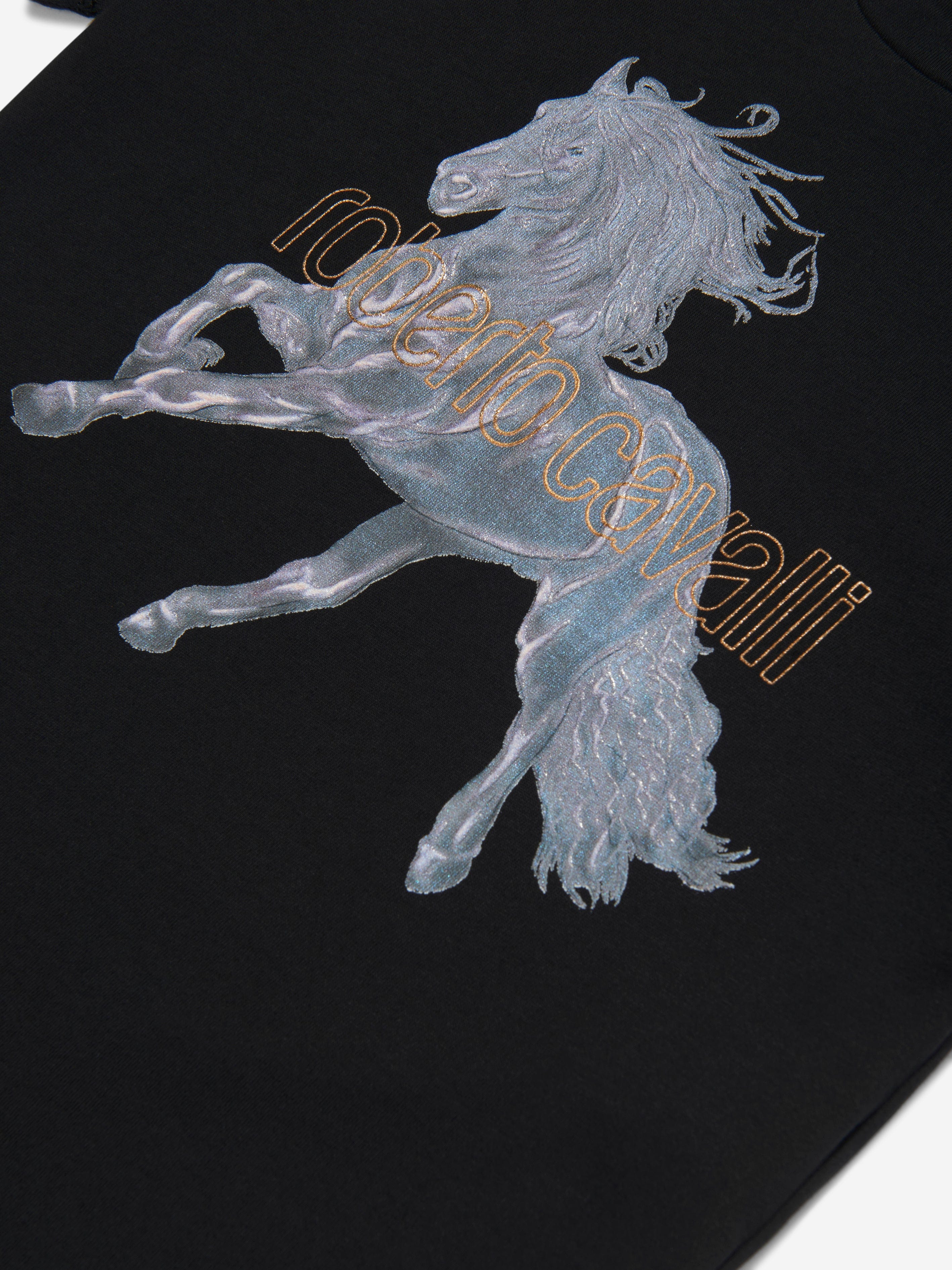 Roberto Cavalli Boys Horse T-Shirt in Black