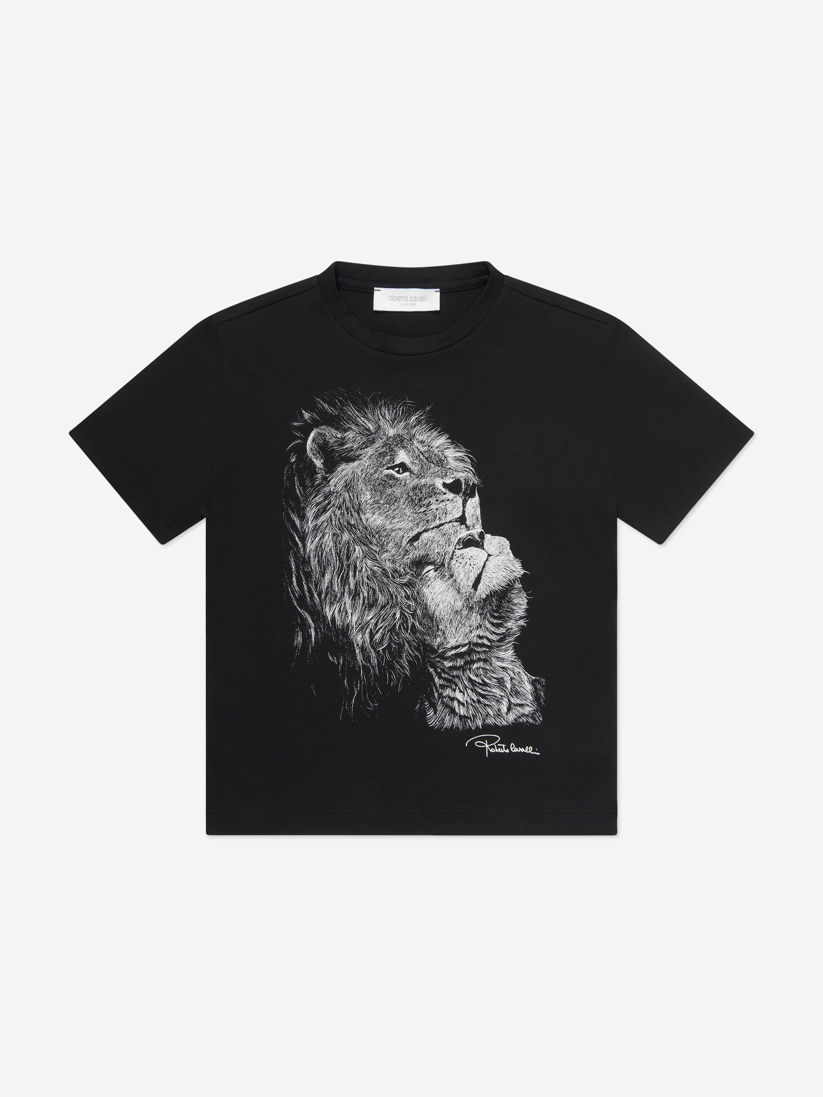 Roberto Cavalli Boys Lions T-Shirt in Black