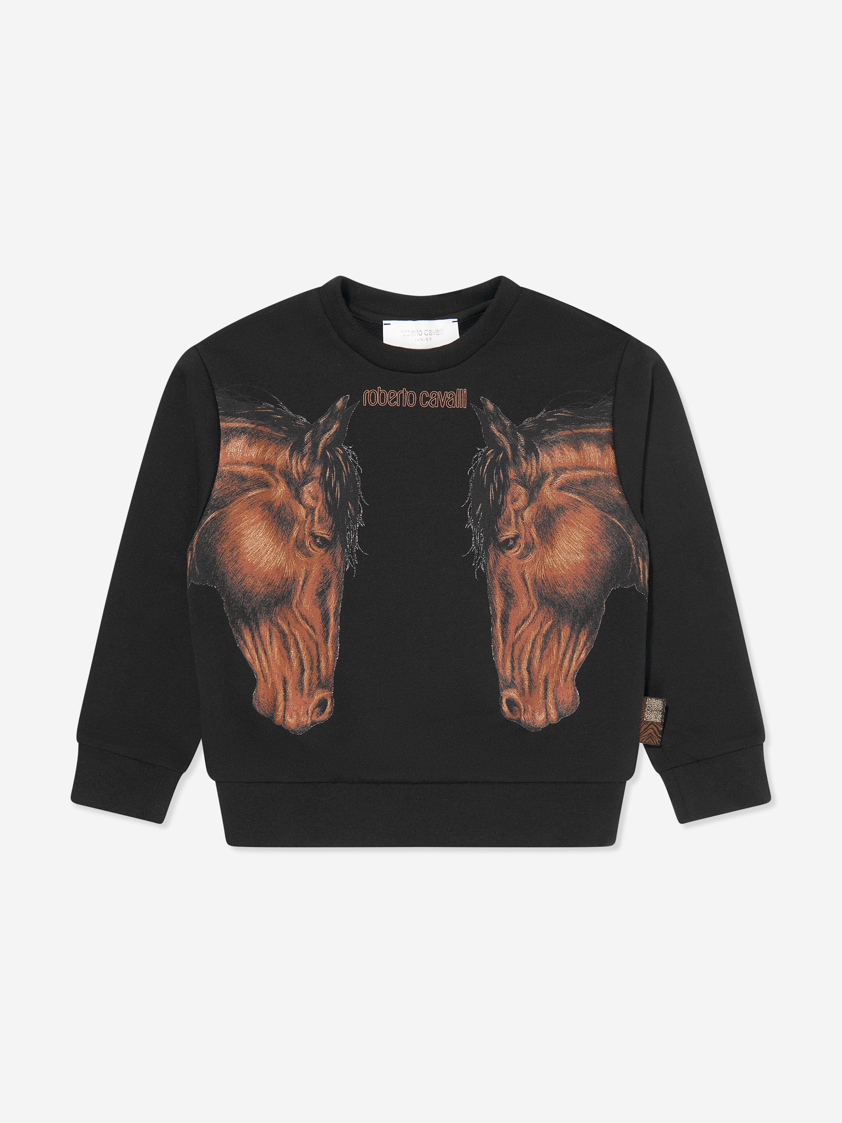 Roberto Cavalli Boys Horses Sweatshirt in Black