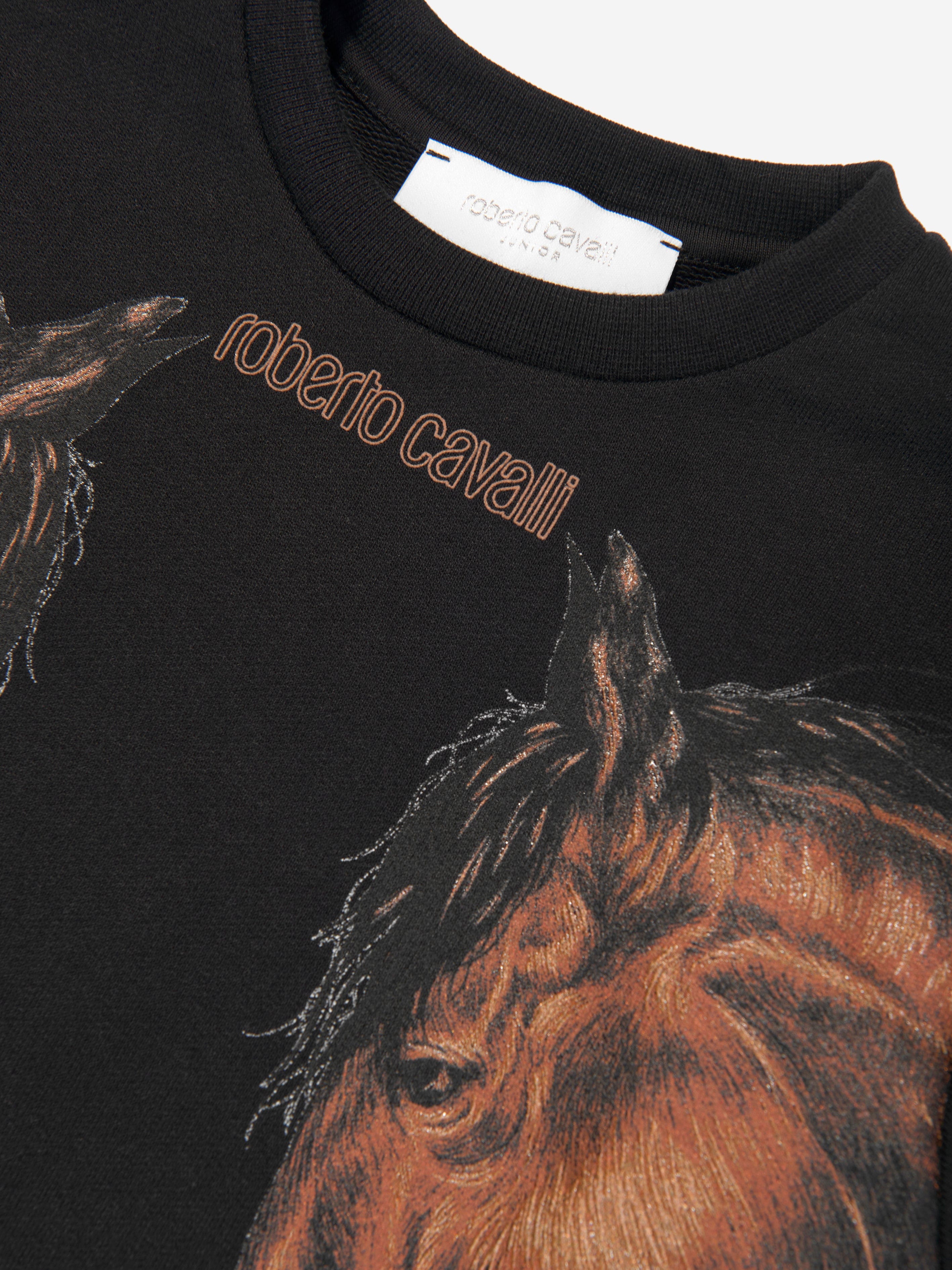 Roberto Cavalli Boys Horses Sweatshirt in Black