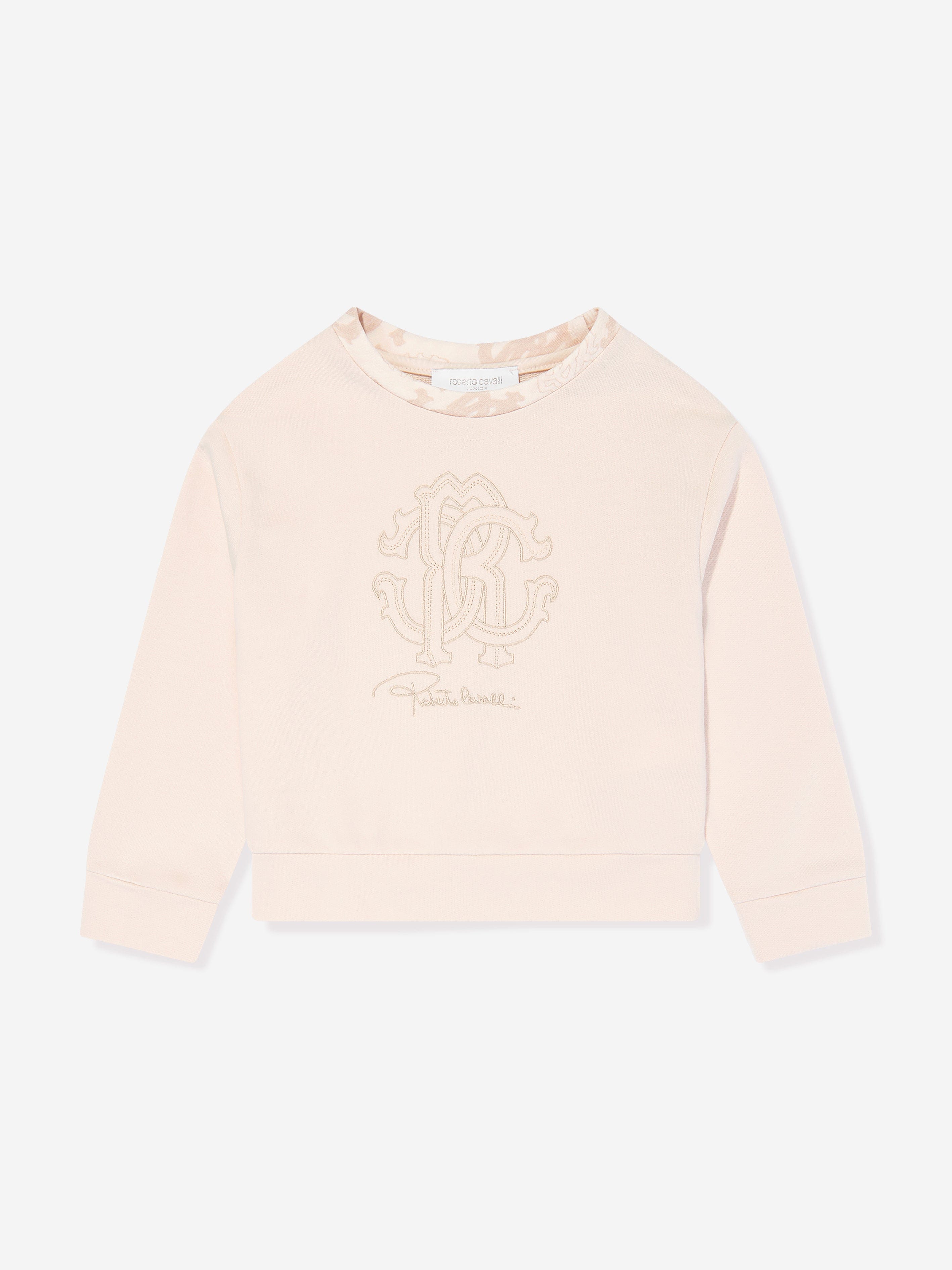 Roberto Cavalli Girls Crewneck Sweatshirt in Beige