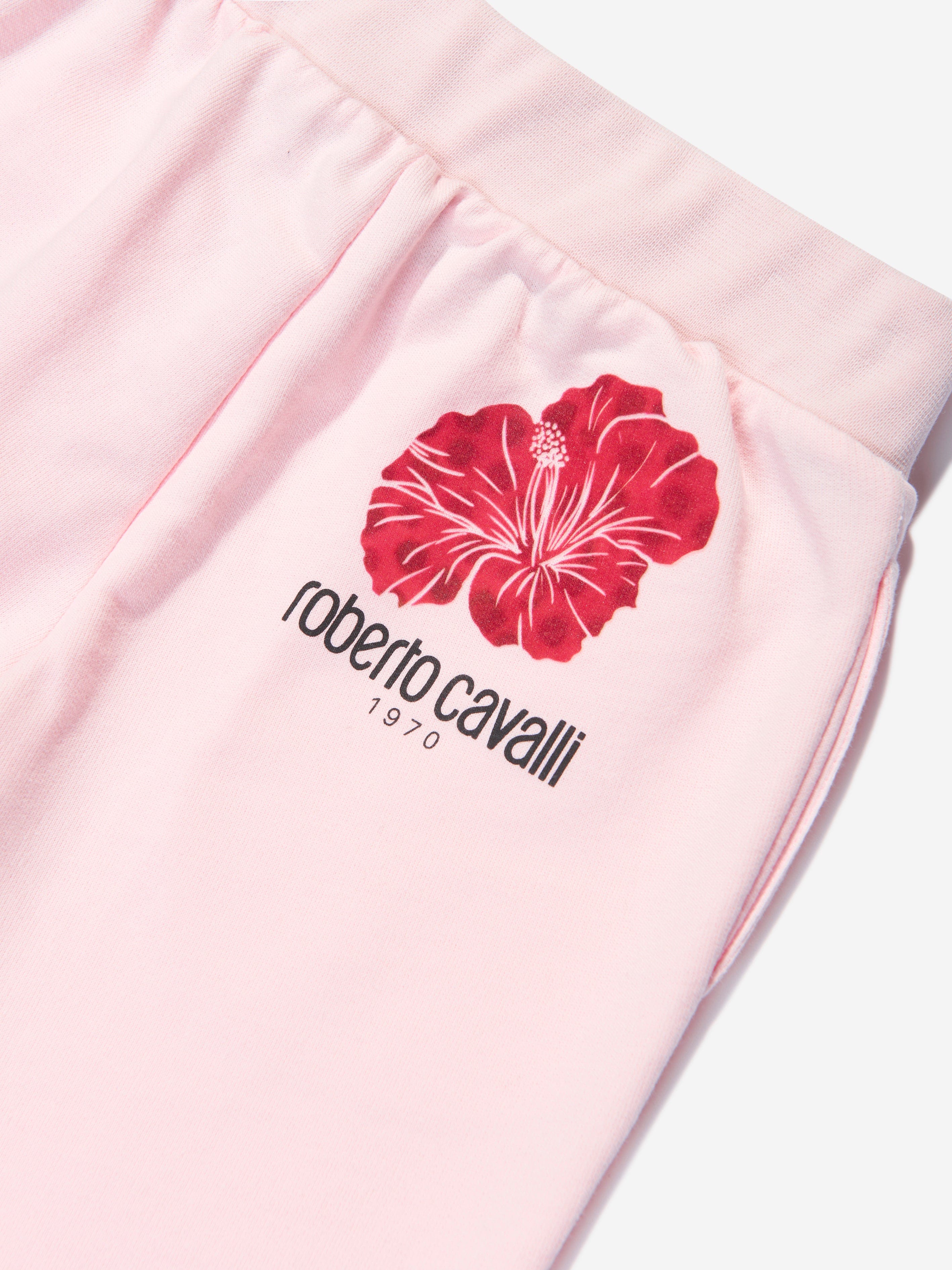 Roberto Cavalli Girls Flower Joggers in Pink