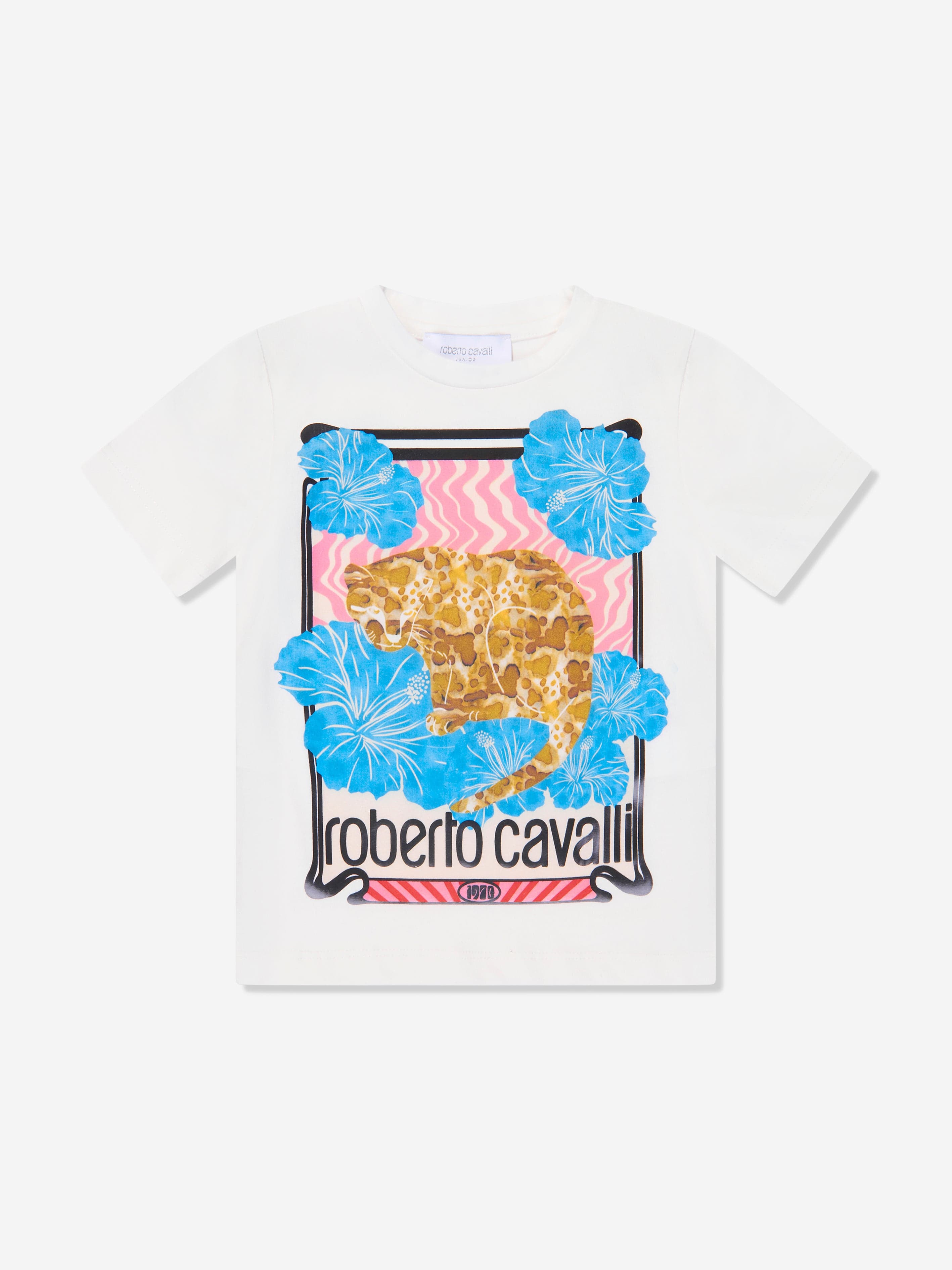 Roberto Cavalli Girls Jaguar T-Shirt in White