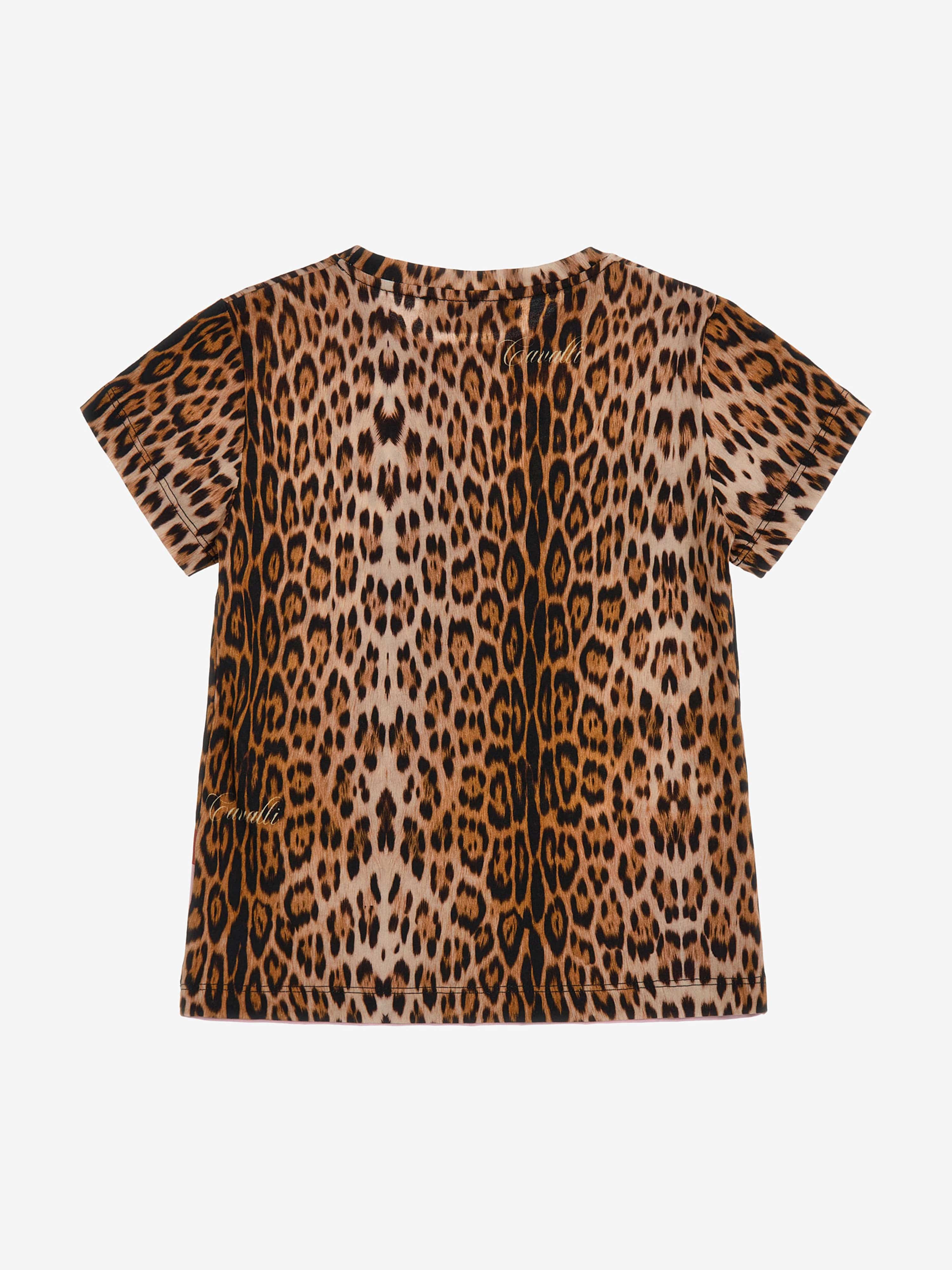 Roberto Cavalli Girls Leopard Heritage T-Shirt in Brown