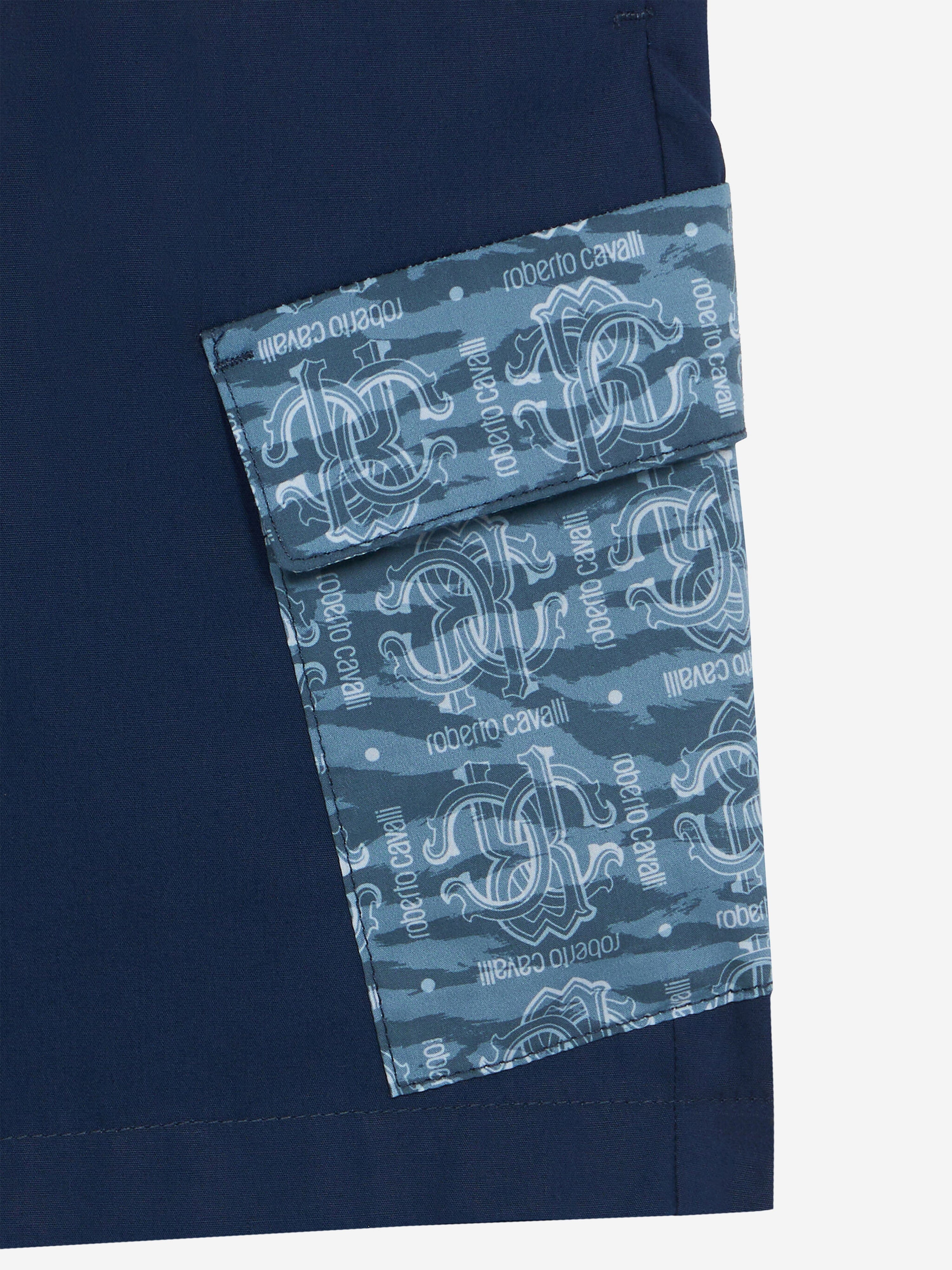 Roberto Cavalli Boys Cargo Shorts in Navy